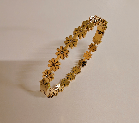 Sev Flower Bangle With 18k Gold Plated Stainless Steel