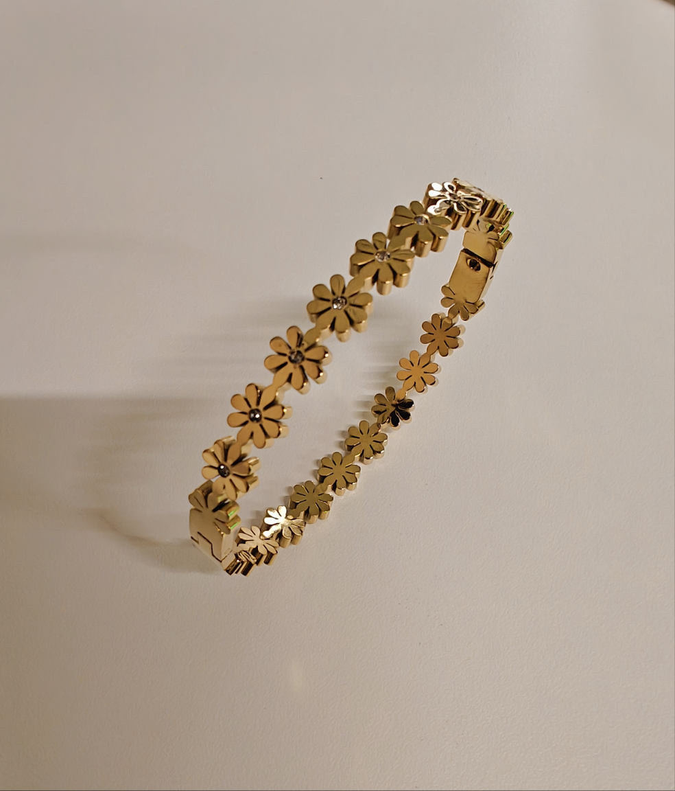 Sev Flower Bangle With 18k Gold Plated Stainless Steel