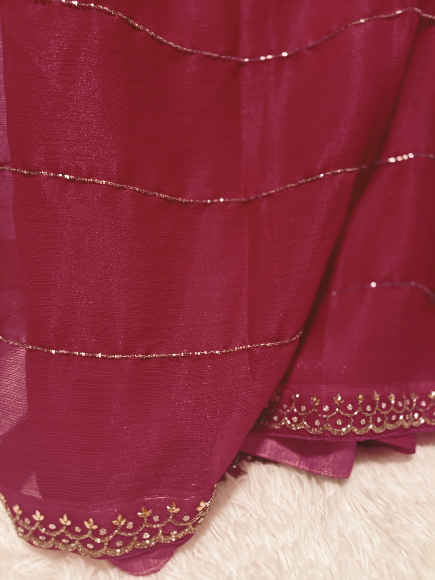 Party Wear Saree with cut dana border work