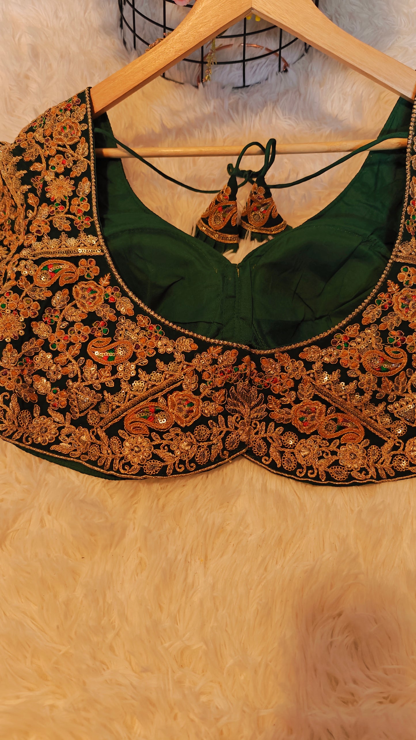 Sabhyasachi-Style Green Blouse – Ready-to-Wear Elegance