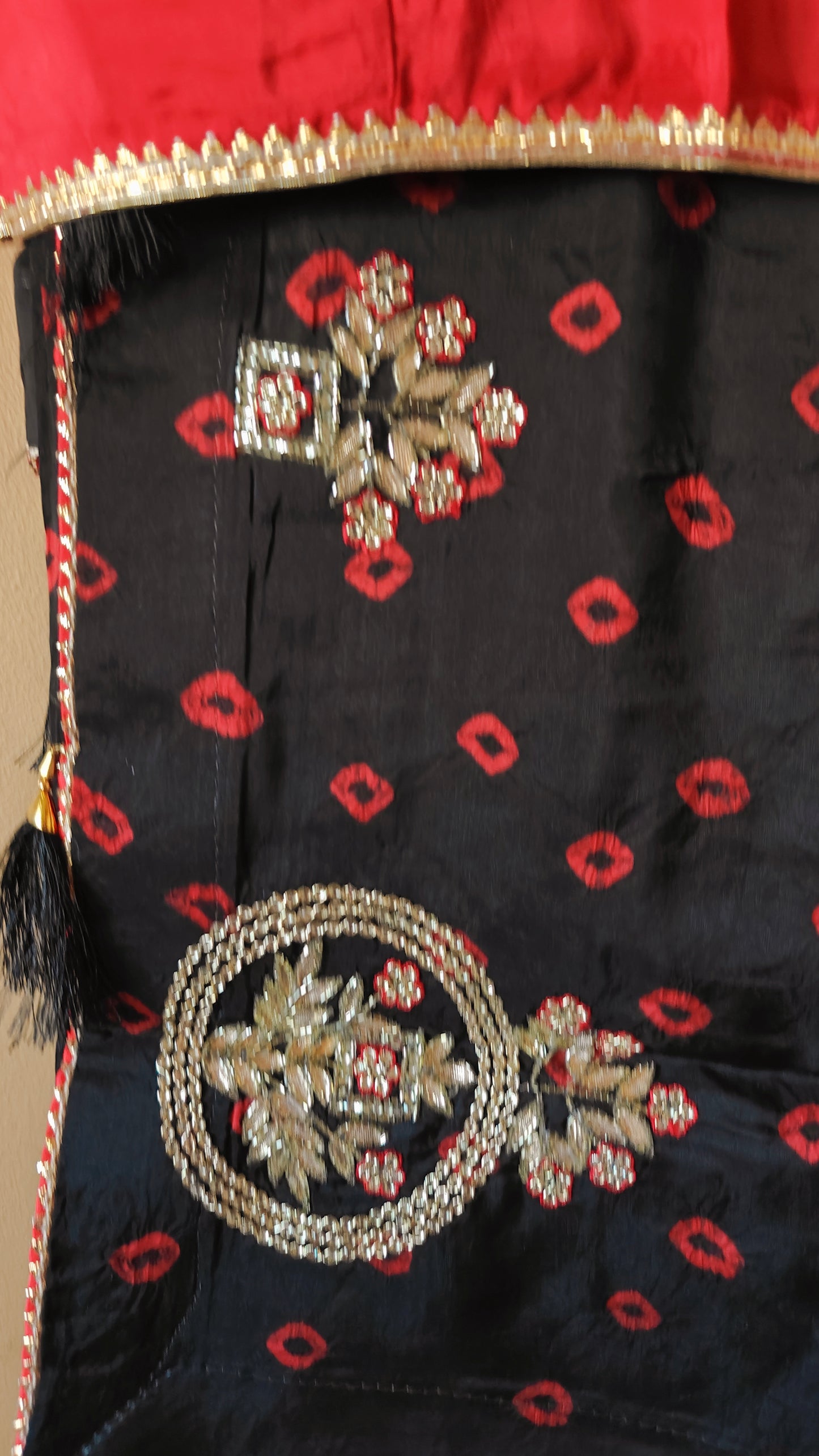 Black Georgette Silk zari and stone work Saree with Stitched Blouse