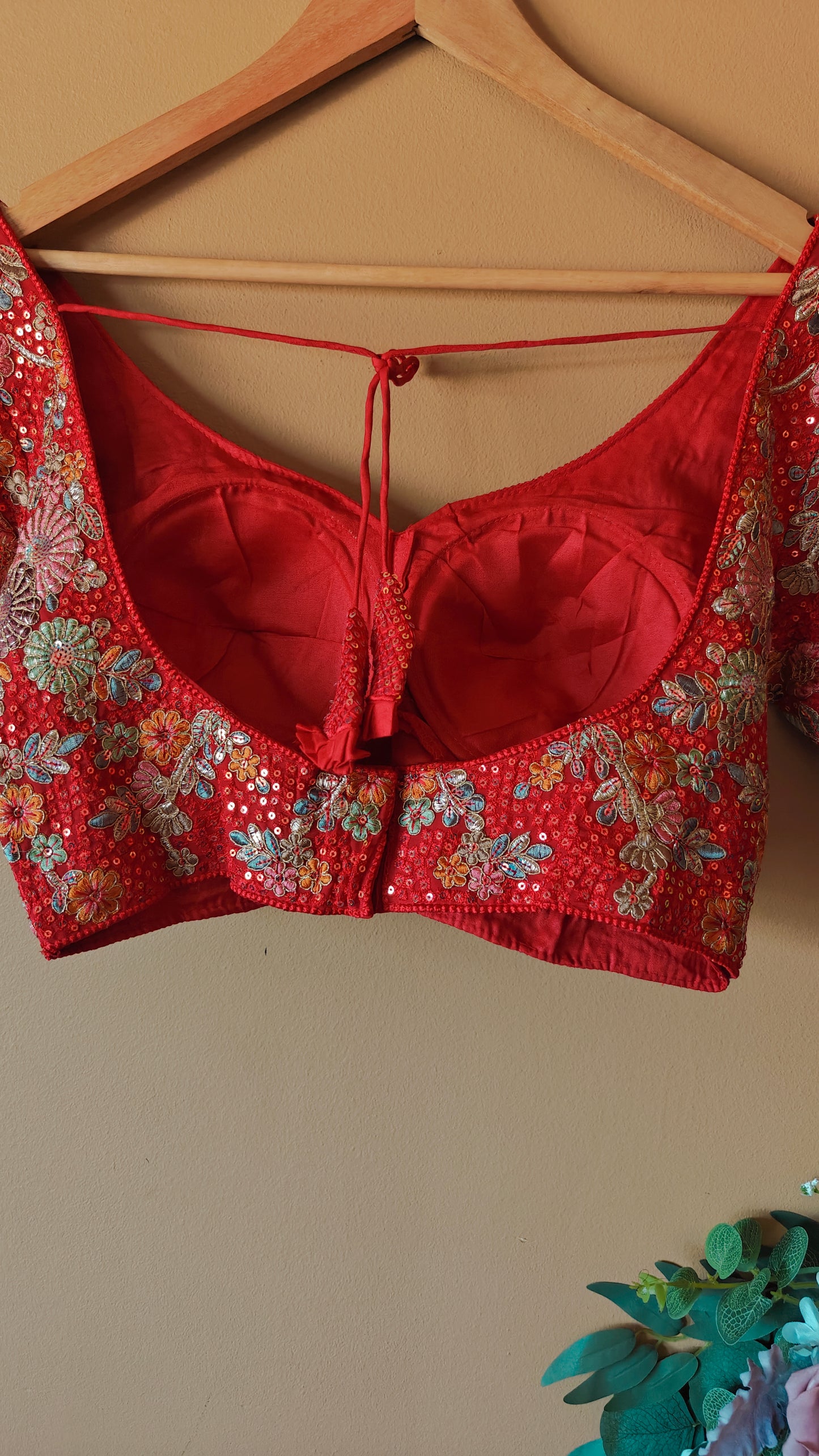 Sabhyasachi-Style Red Blouse – Ready-to-Wear Elegance