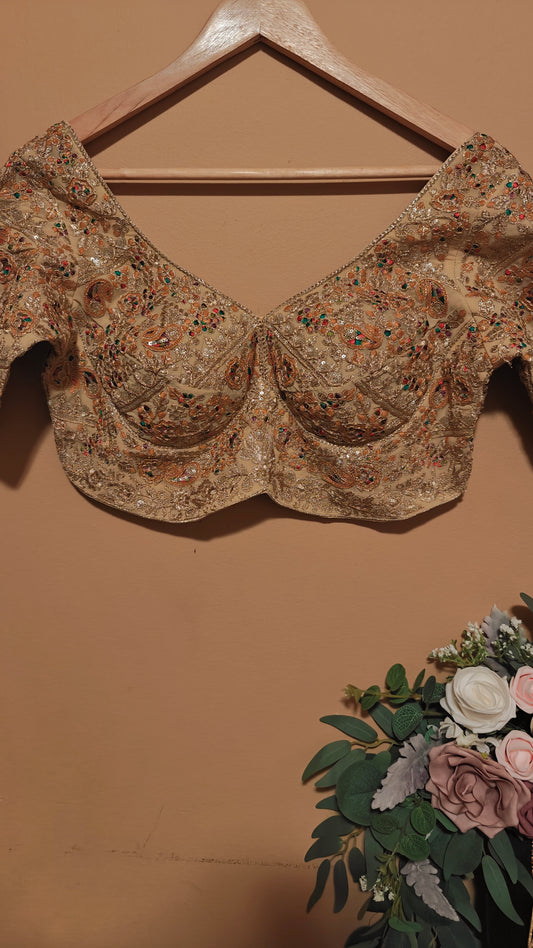 Golden Color Sabhyasachi-Style Ready-to-Wear Blouse