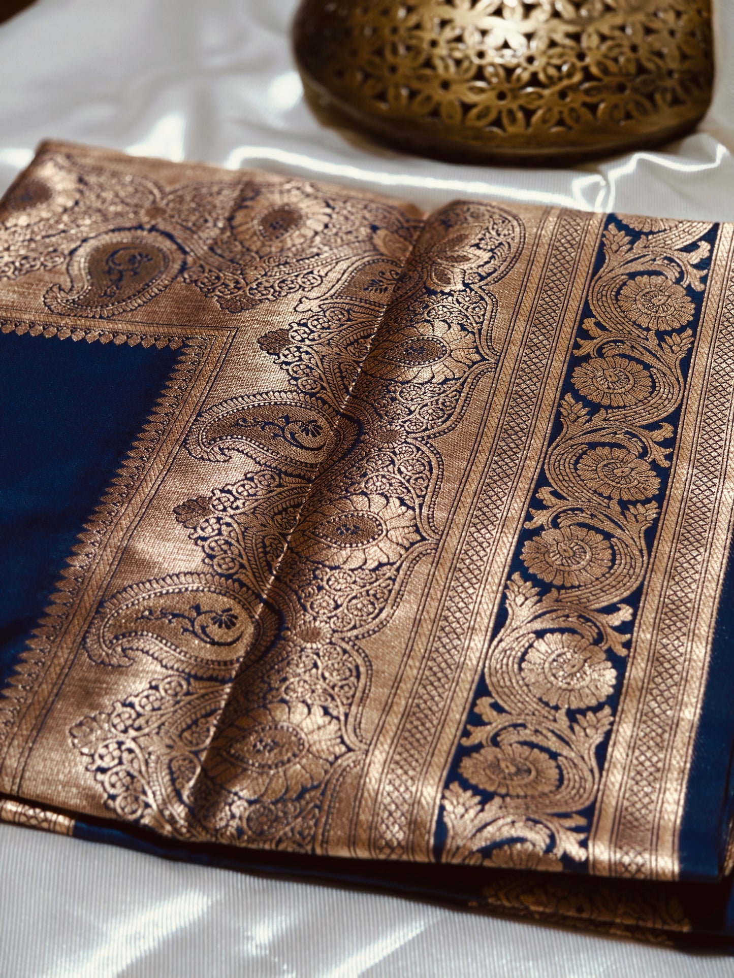 Navy Blue Banarasi Silk Saree