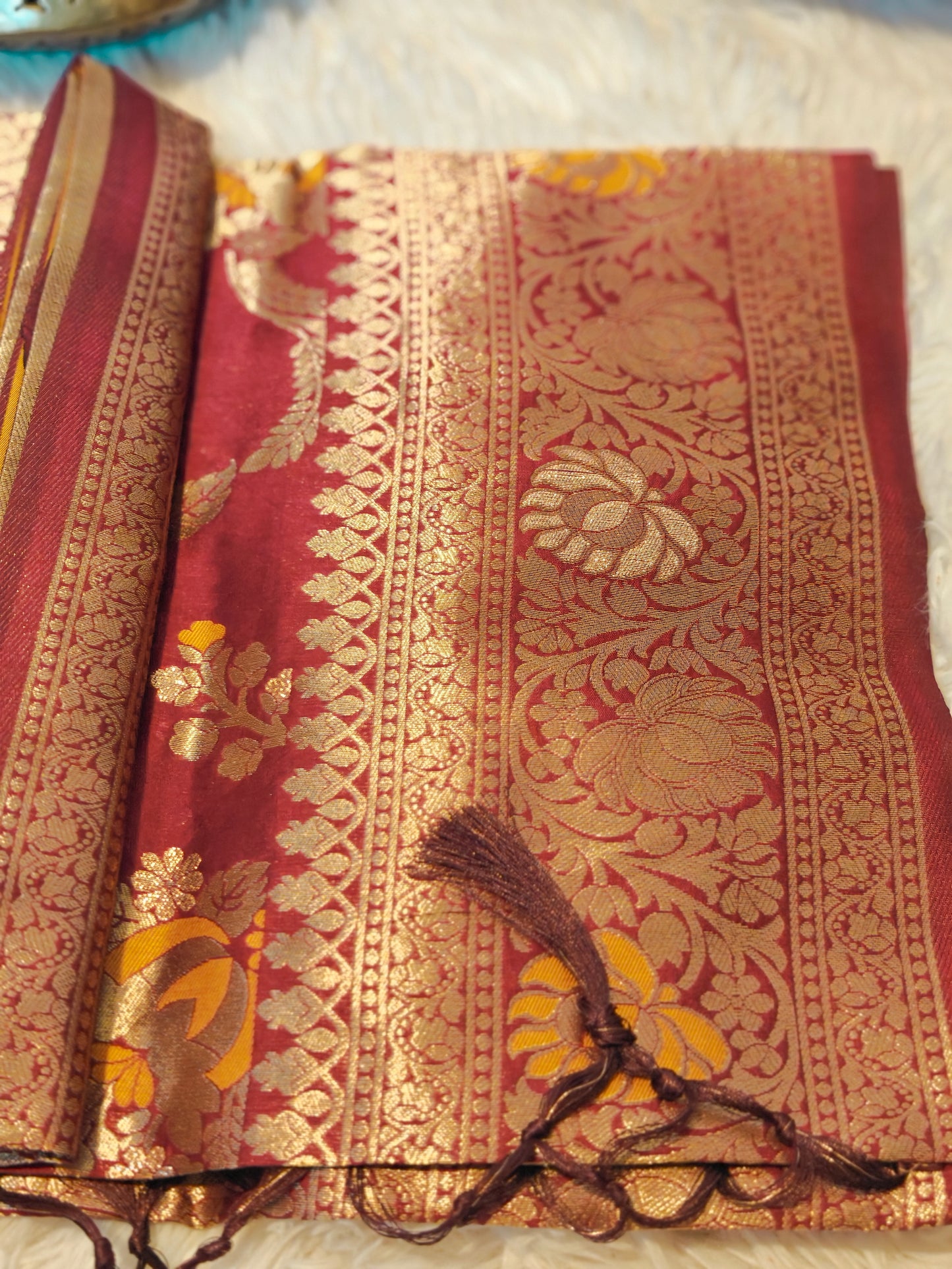 Banarasi zari work Saree with stitched blouse
