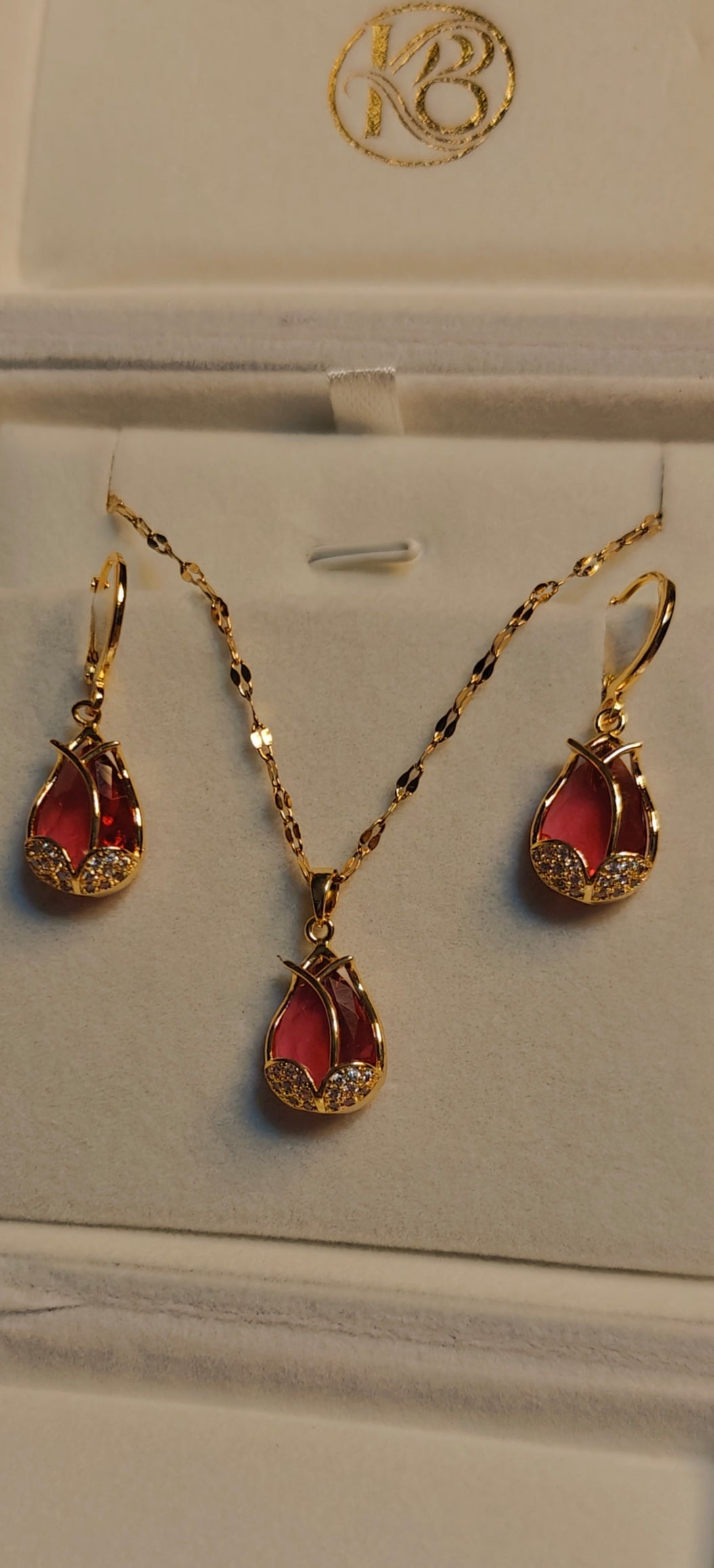 Dublet Necklace Set 18k Gold Plated Stainless Steel Necklace
