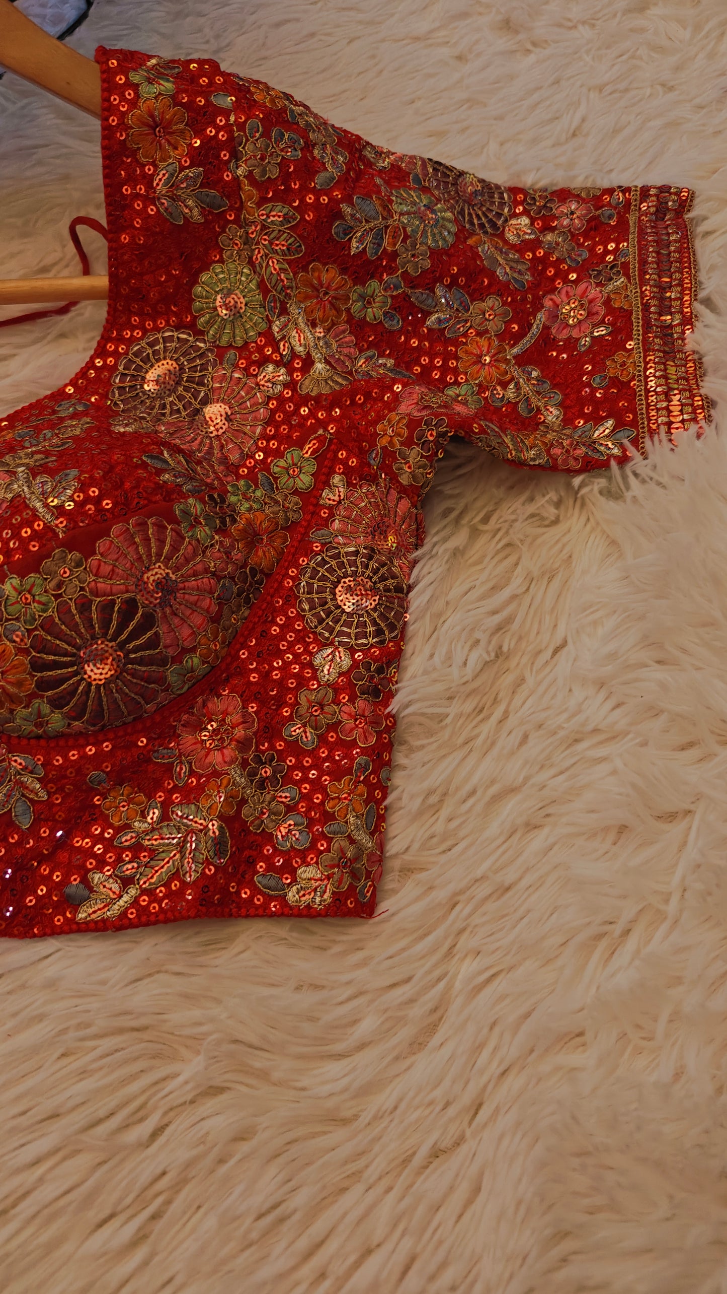 Sabhyasachi-Style Red Blouse – Ready-to-Wear Elegance