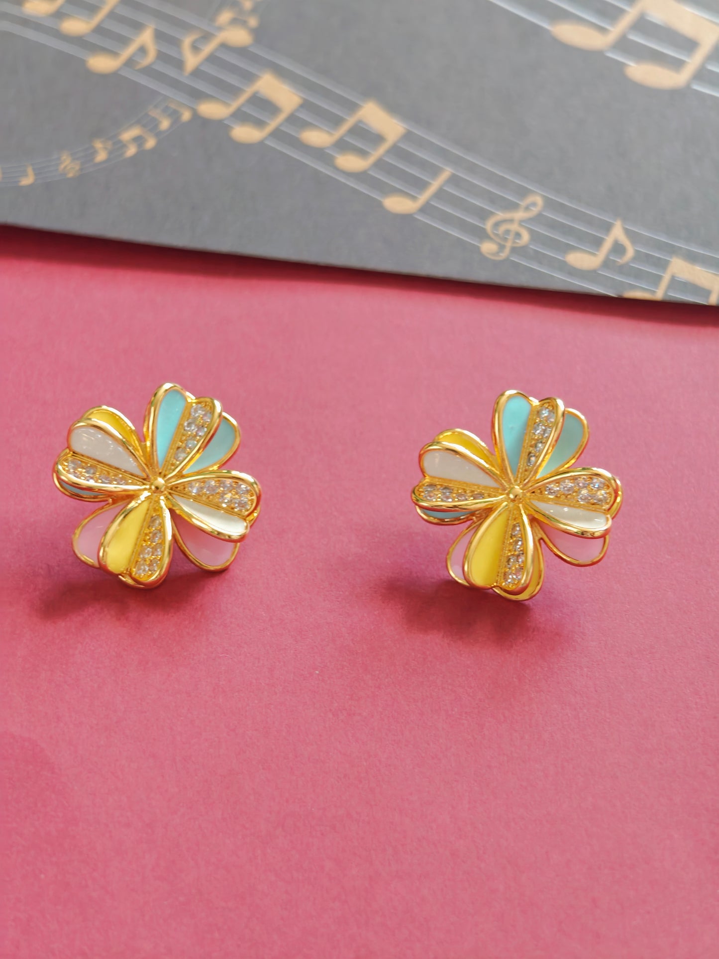 Floral Design Enamel Earring