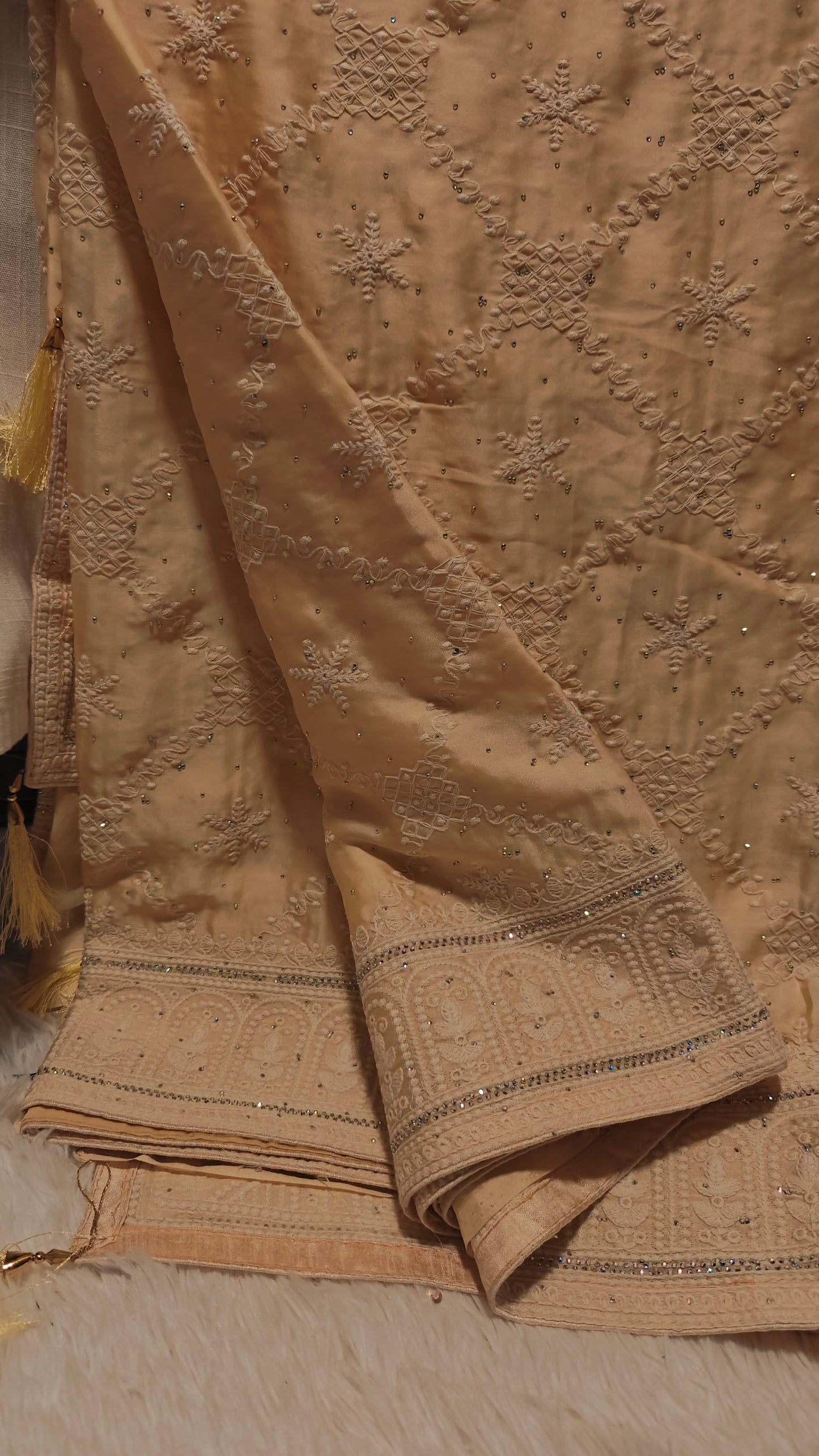 Golden Color Saree with Stitched Blouse