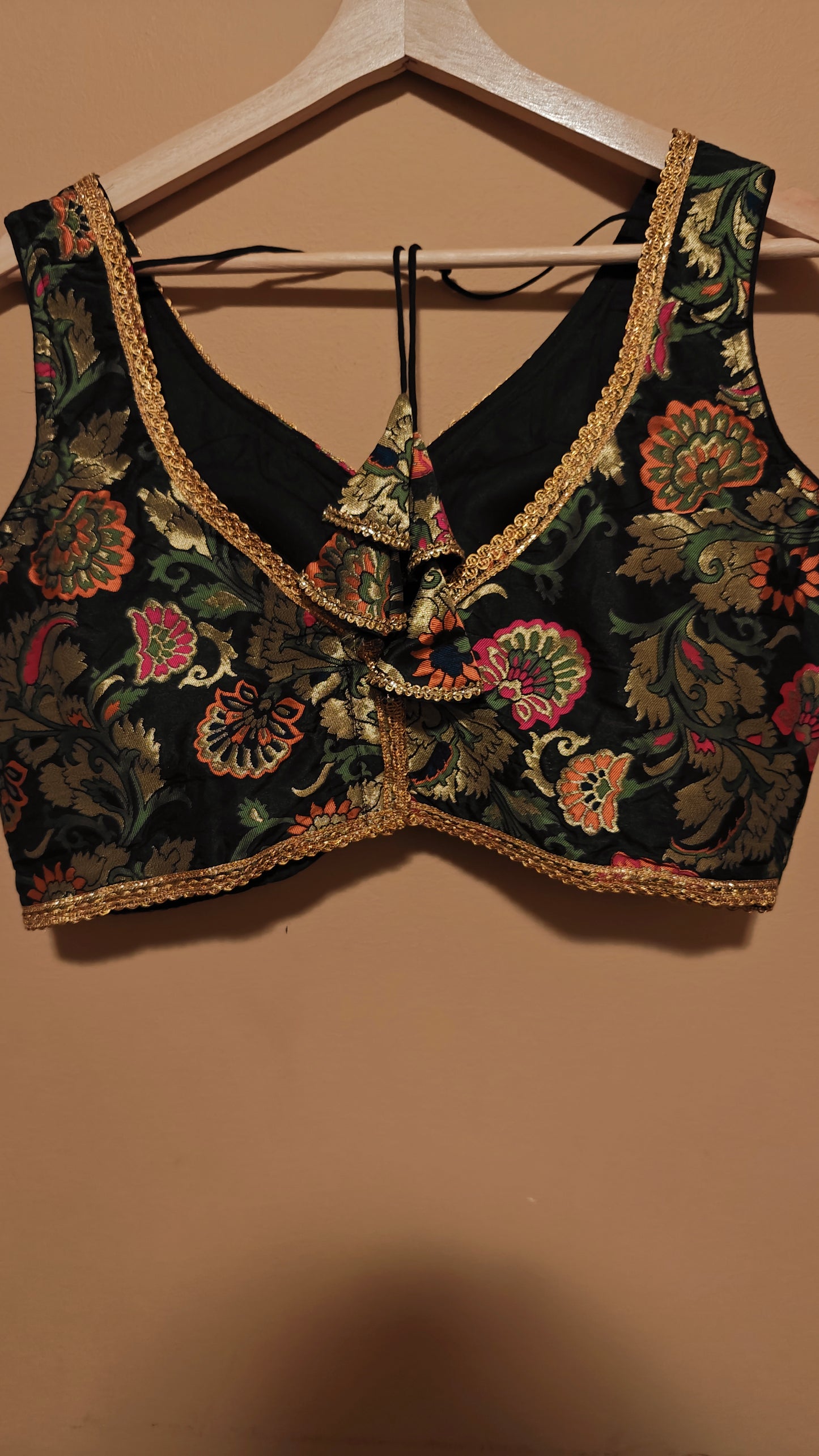 Black Party Wear Floral Blouse
