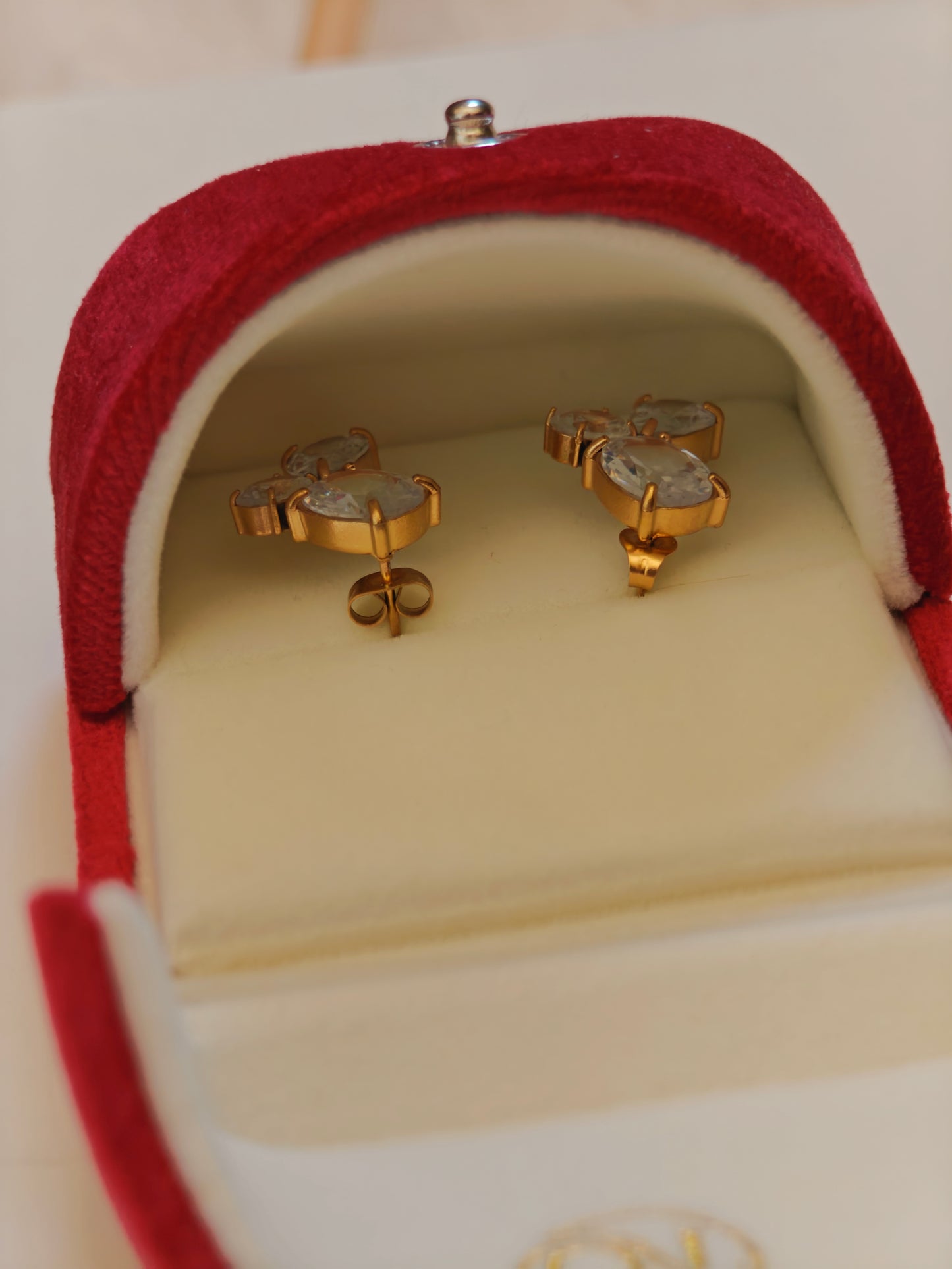 Moissanite Earrings With 18k Gold Plated Brass