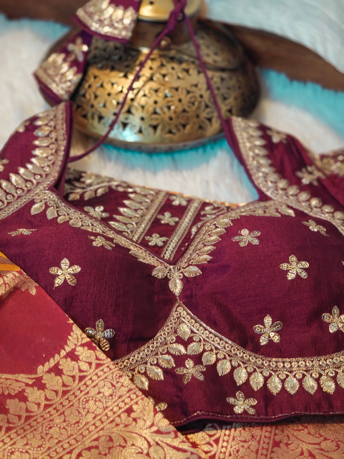 Banarasi zari work Saree with stitched blouse