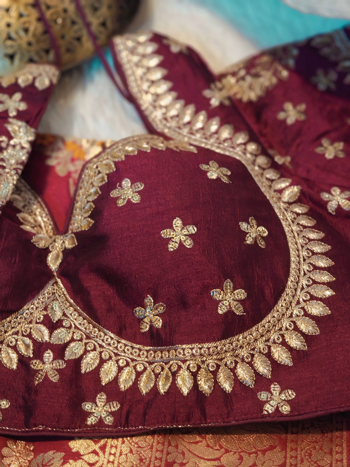 Banarasi zari work Saree with stitched blouse