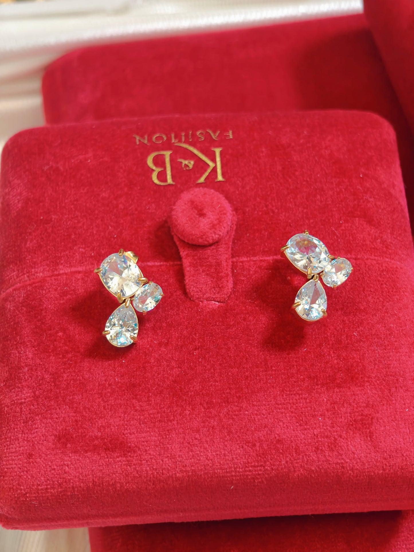Moissanite Earrings With 18k Gold Plated Brass