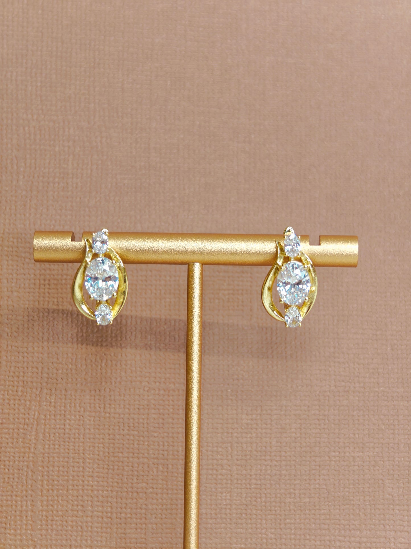 Moissanite Earrings With 18k Gold Plated Brass