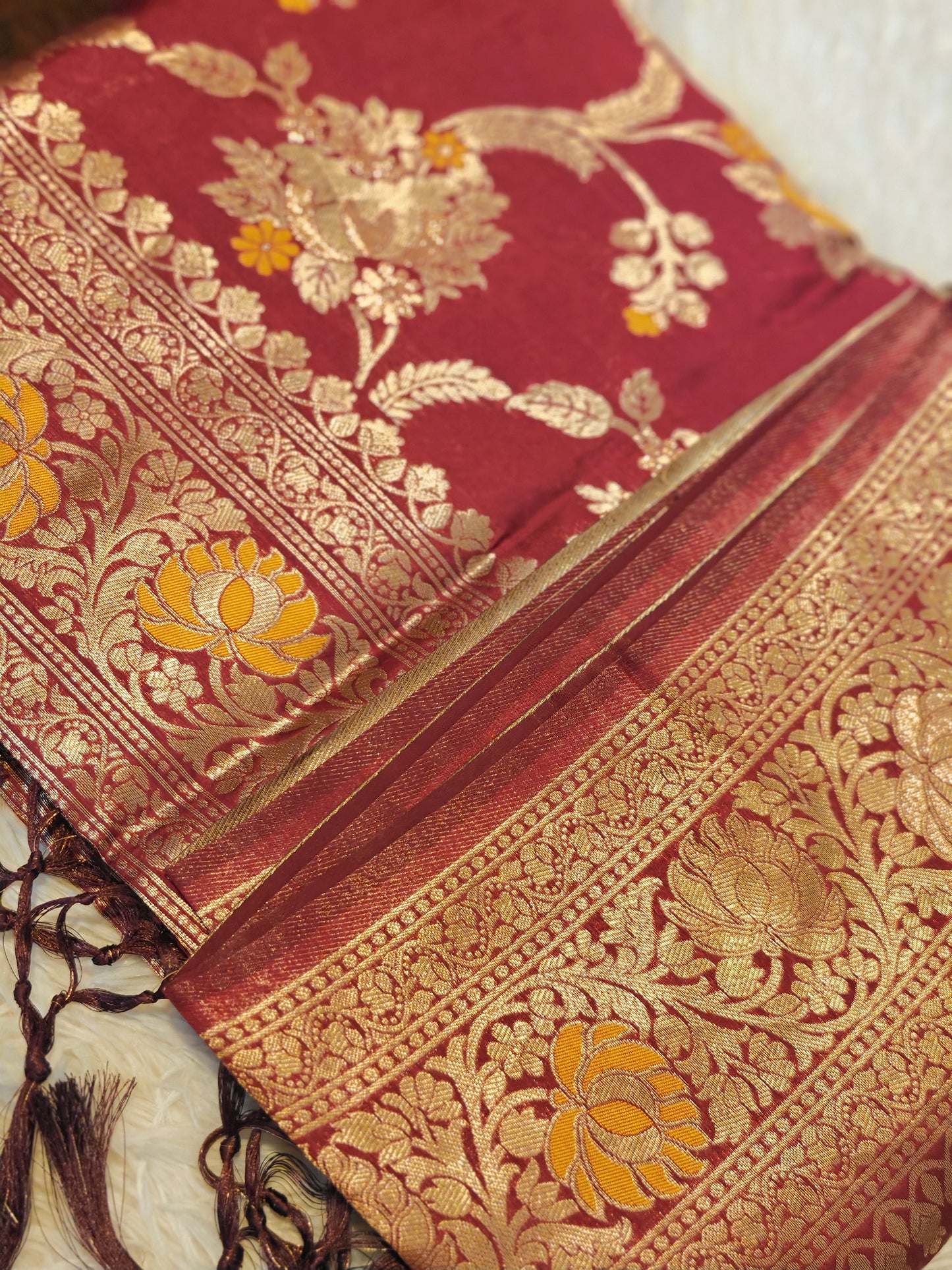 Banarasi zari work Saree with stitched blouse