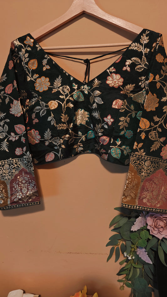 Floral Print Dola Silk Ready-to-Wear Blouse