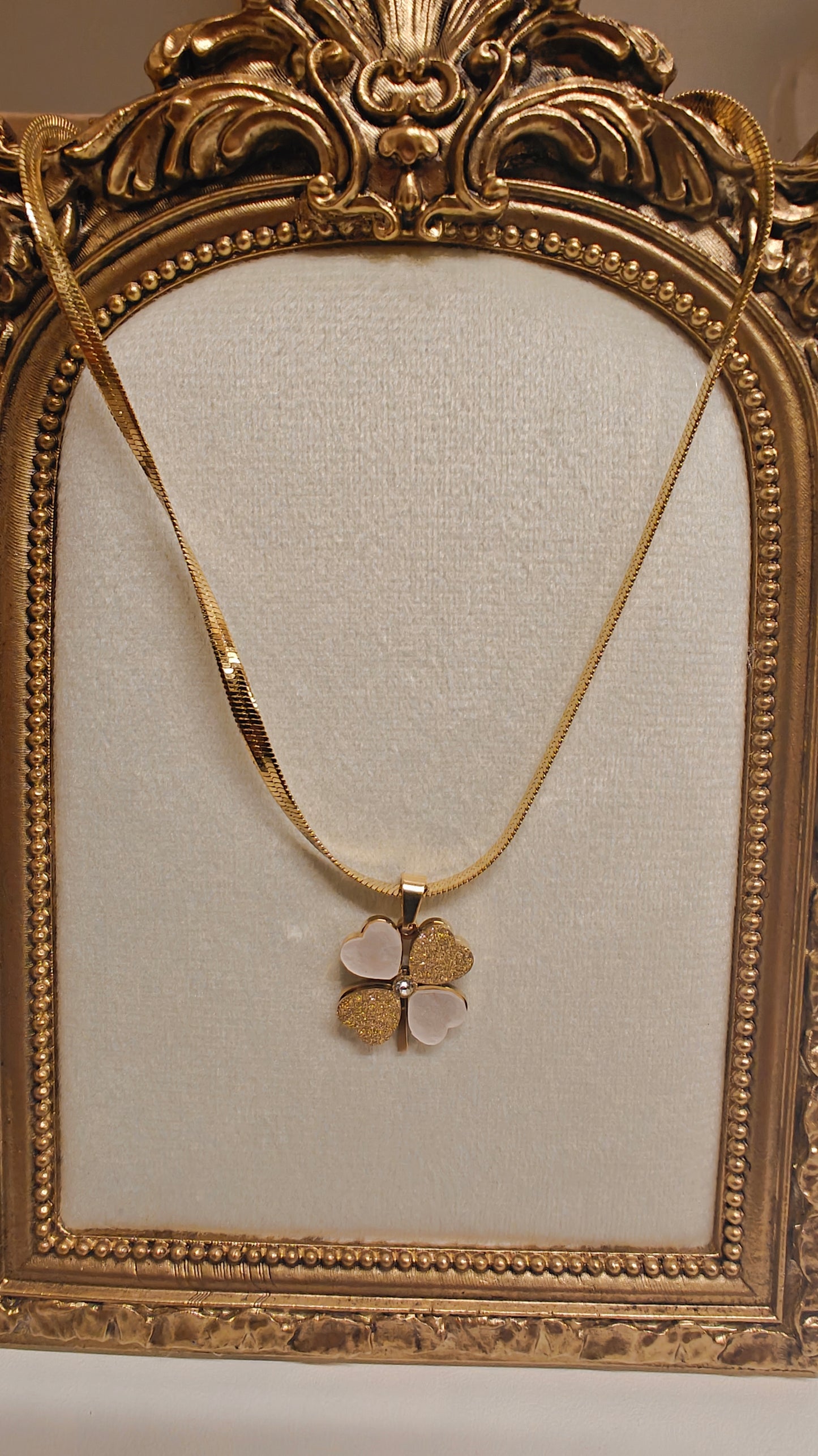 Flower Heart 18k Gold Plated Stainless Steel Necklace