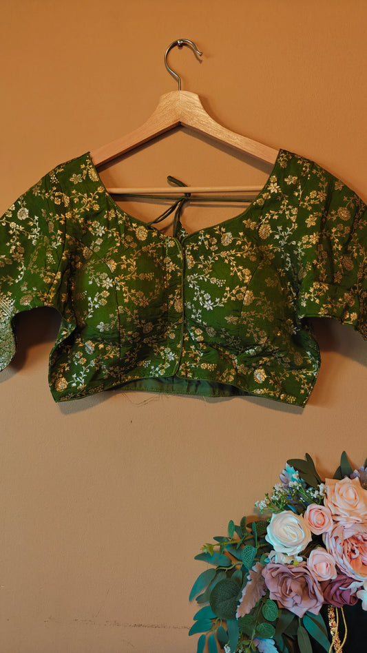 Green Designer Floral print Ready-to-Wear Blouse