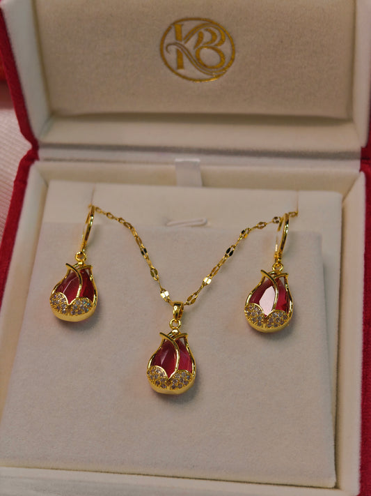 Dublet Necklace Set 18k Gold Plated Stainless Steel Necklace