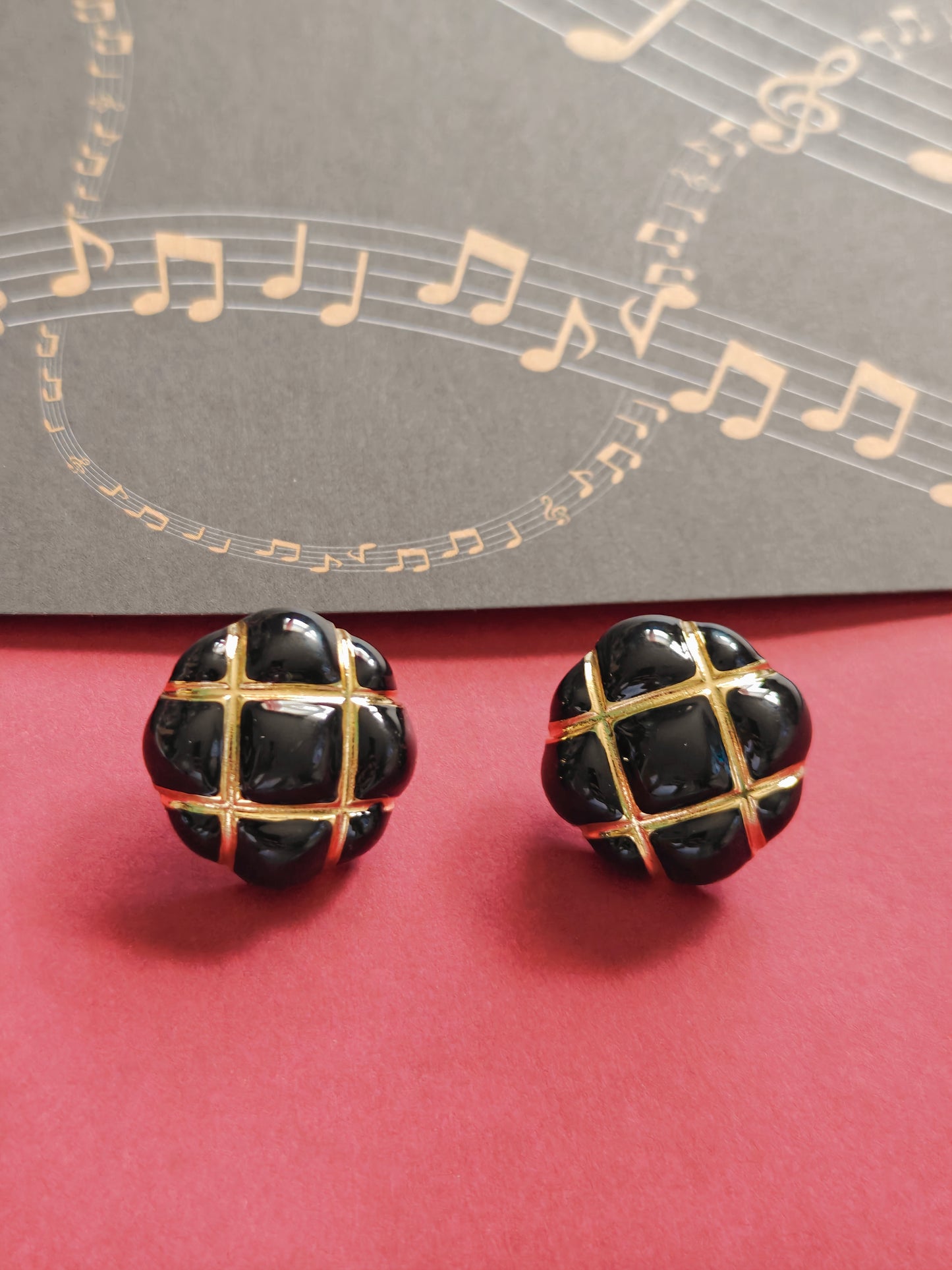 Enamel Black Earring