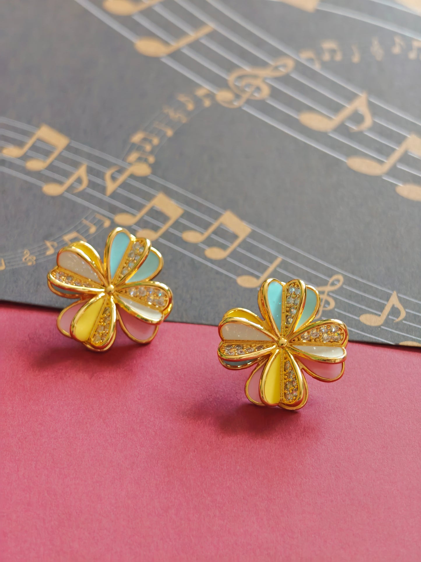 Floral Design Enamel Earring