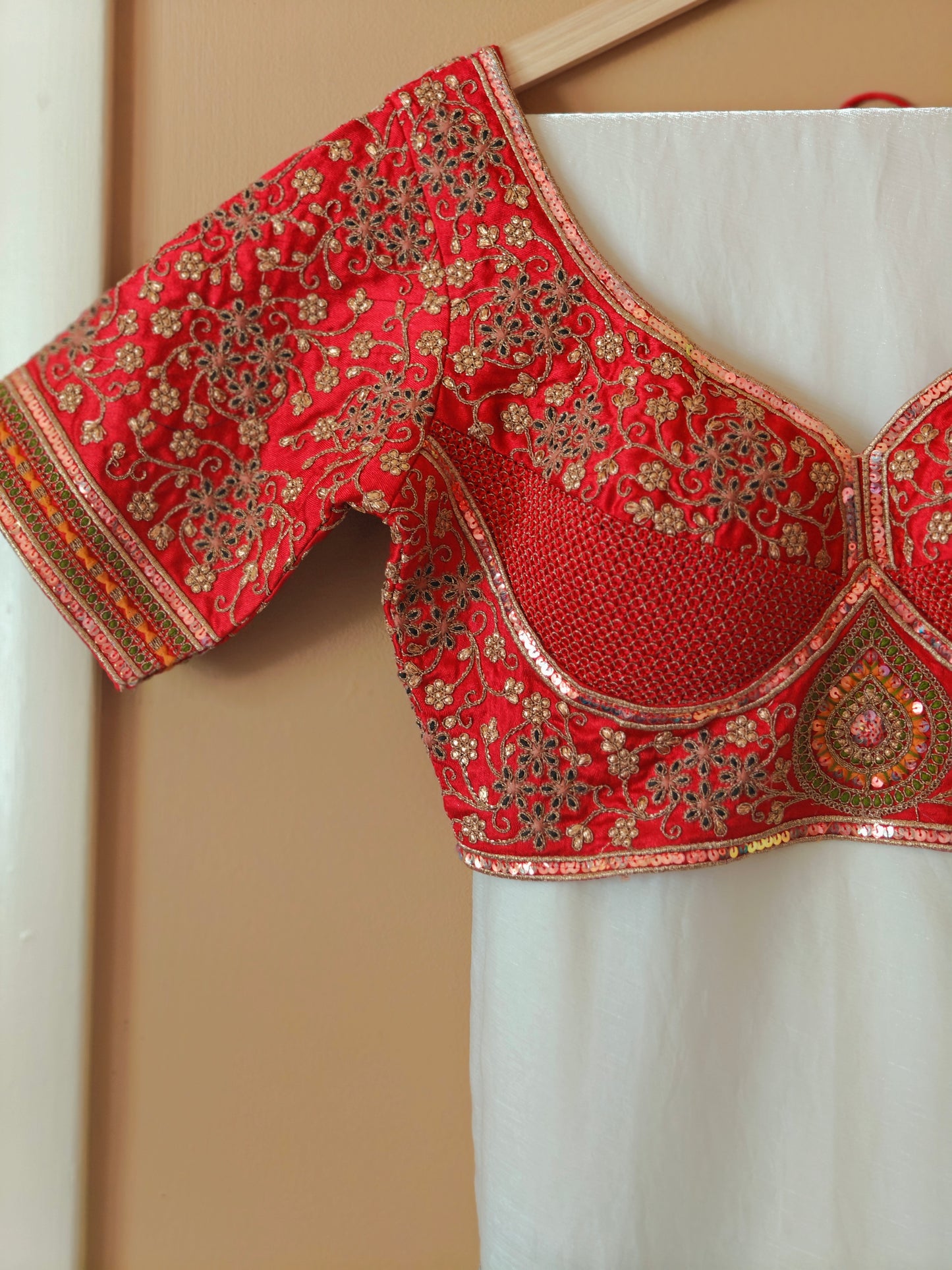 Red Color Sabhyasachi-Style Blouse