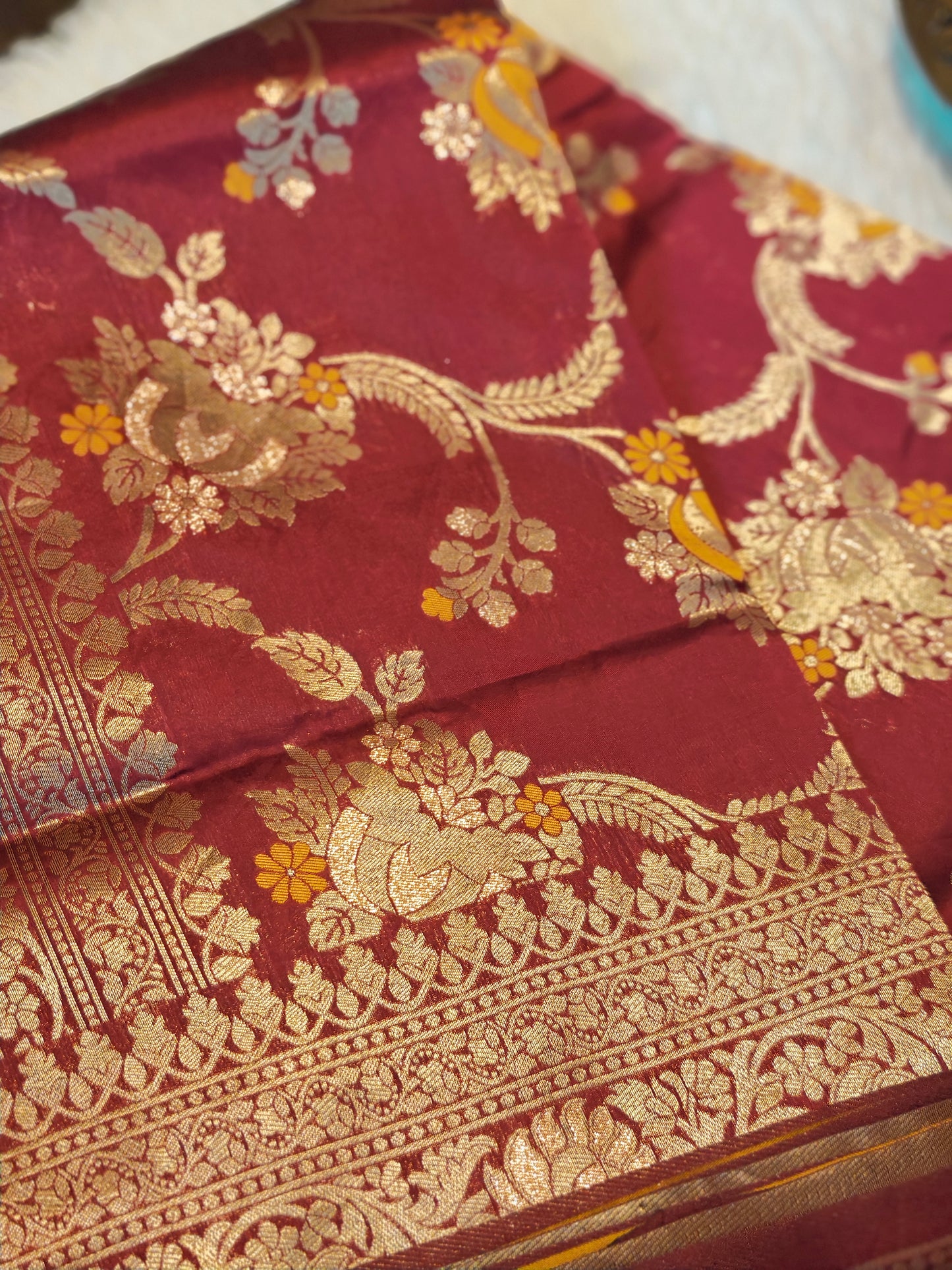 Banarasi zari work Saree with stitched blouse