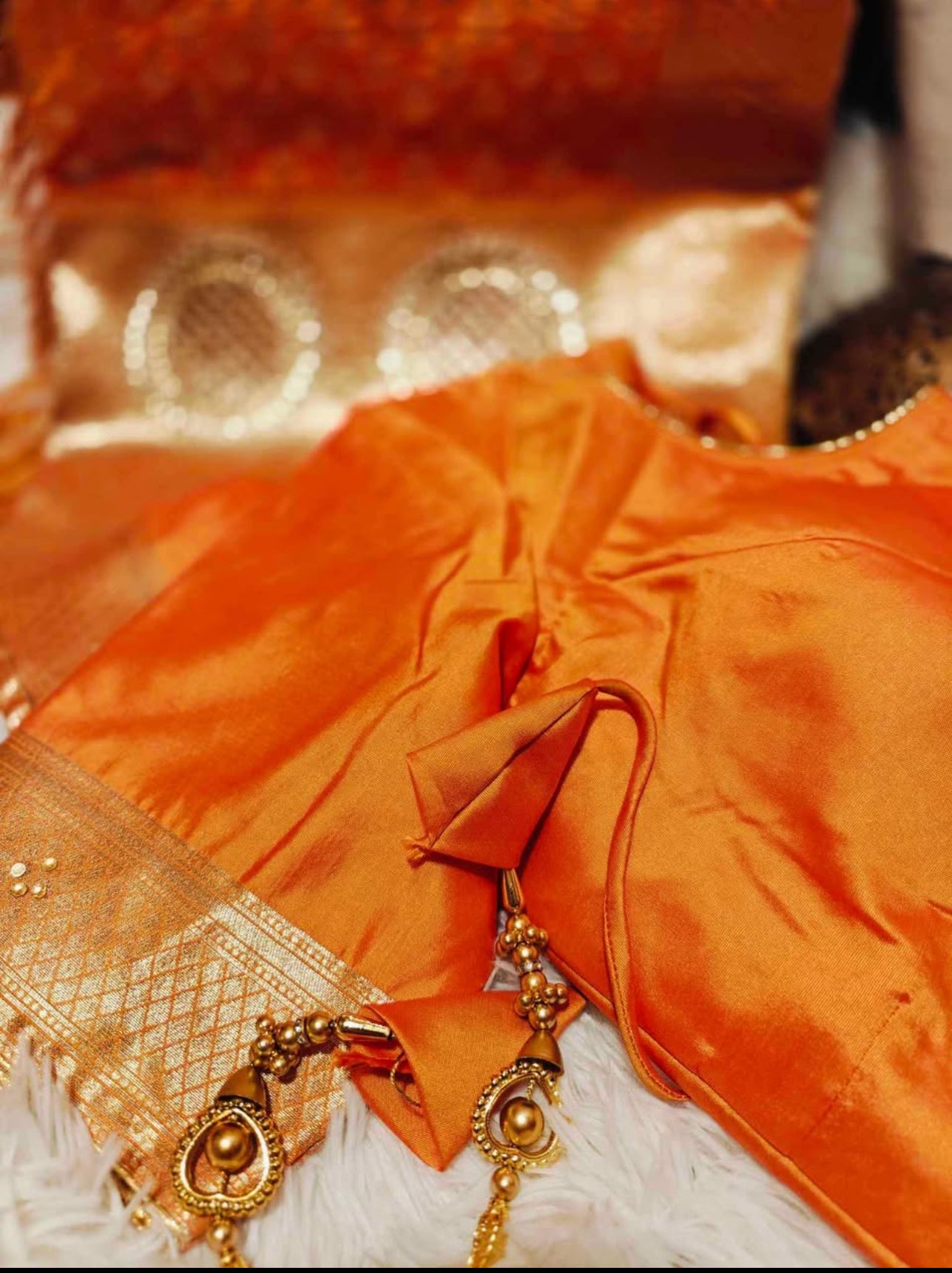 Banarasi zari and stone work Saree with stitched blouse