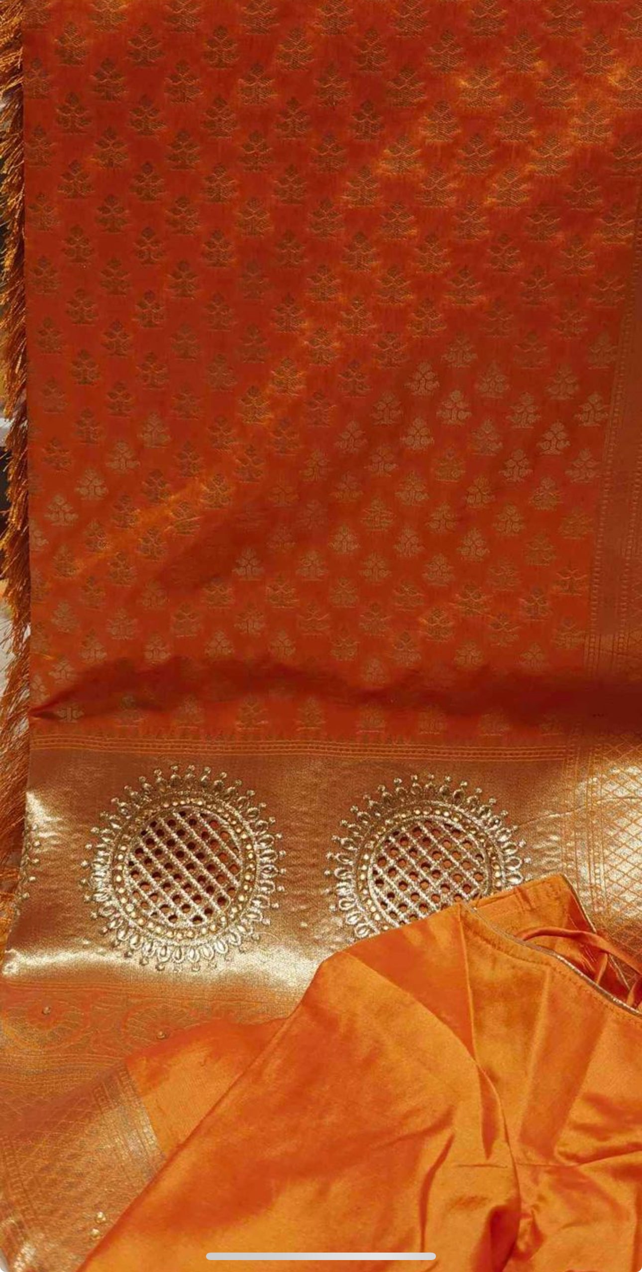 Banarasi zari and stone work Saree with stitched blouse