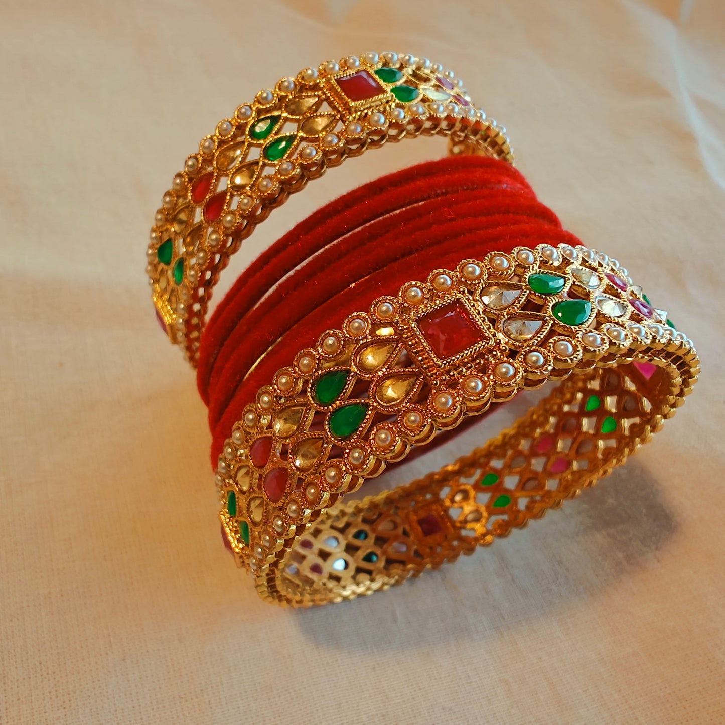 Rajwadi Bangles with Velvet Churi 2.6 size