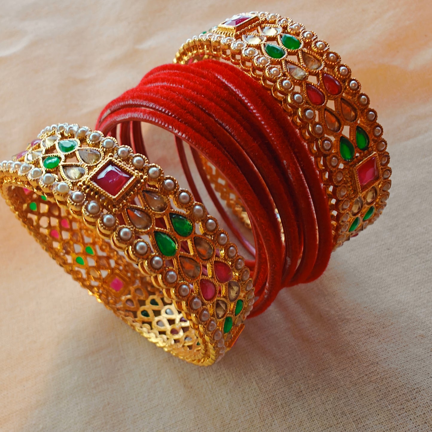 Rajwadi Bangles with Velvet Churi 2.6 size