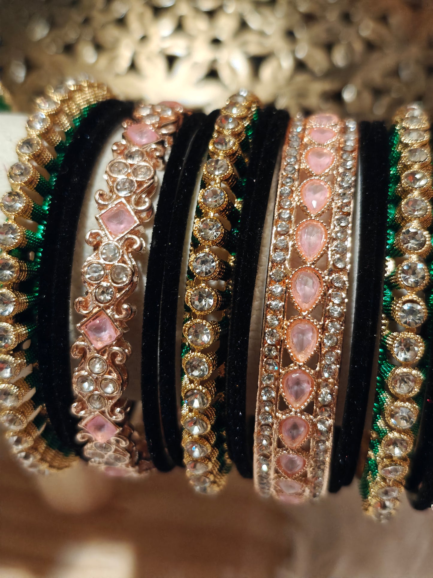 Maroon and Pink Bangles Chura Set Size 2.8