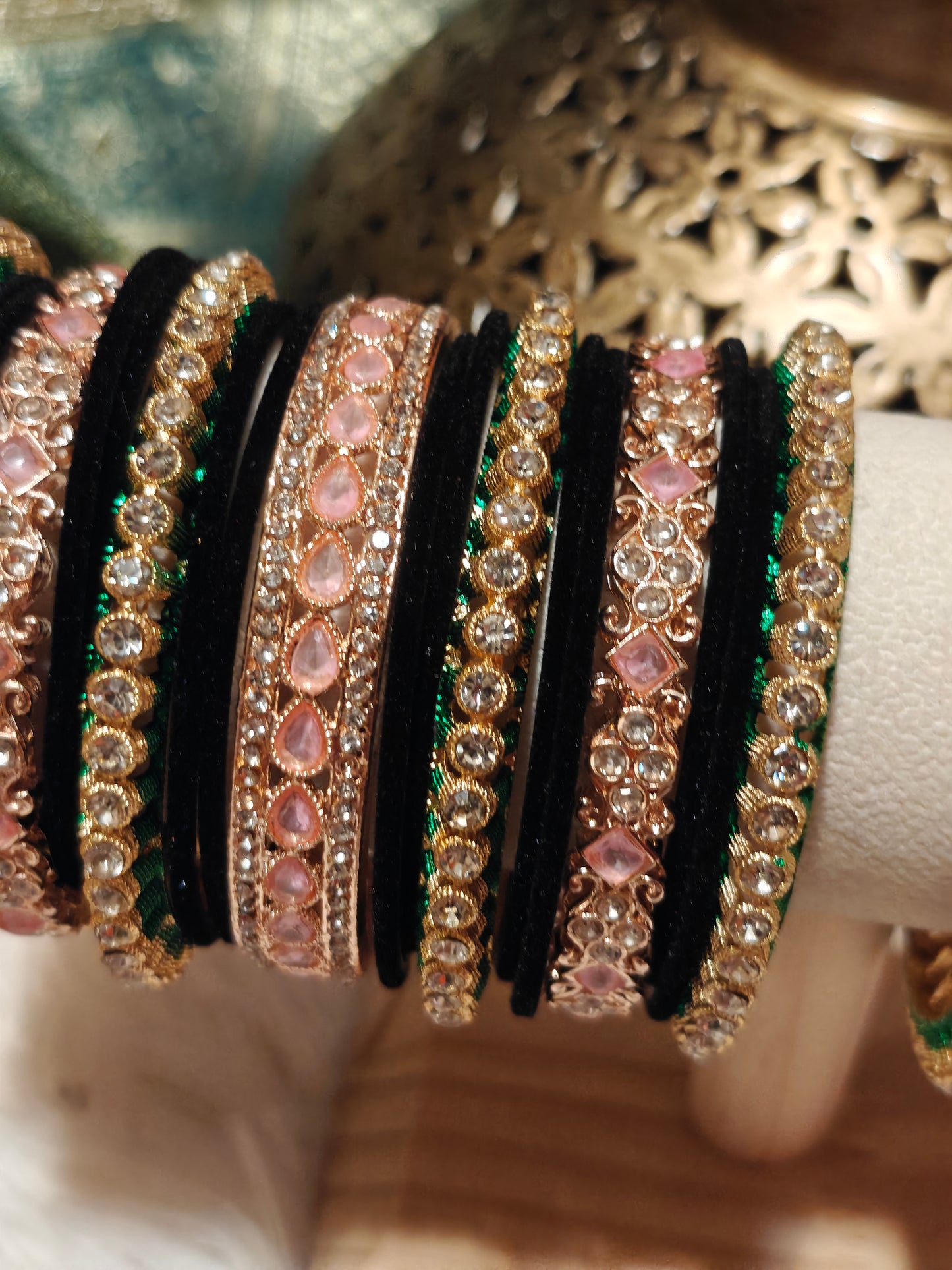 Maroon and Pink Bangles Chura Set Size 2.8
