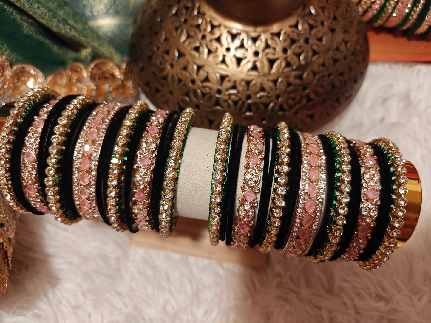 Maroon and Pink Bangles Chura Set Size 2.8