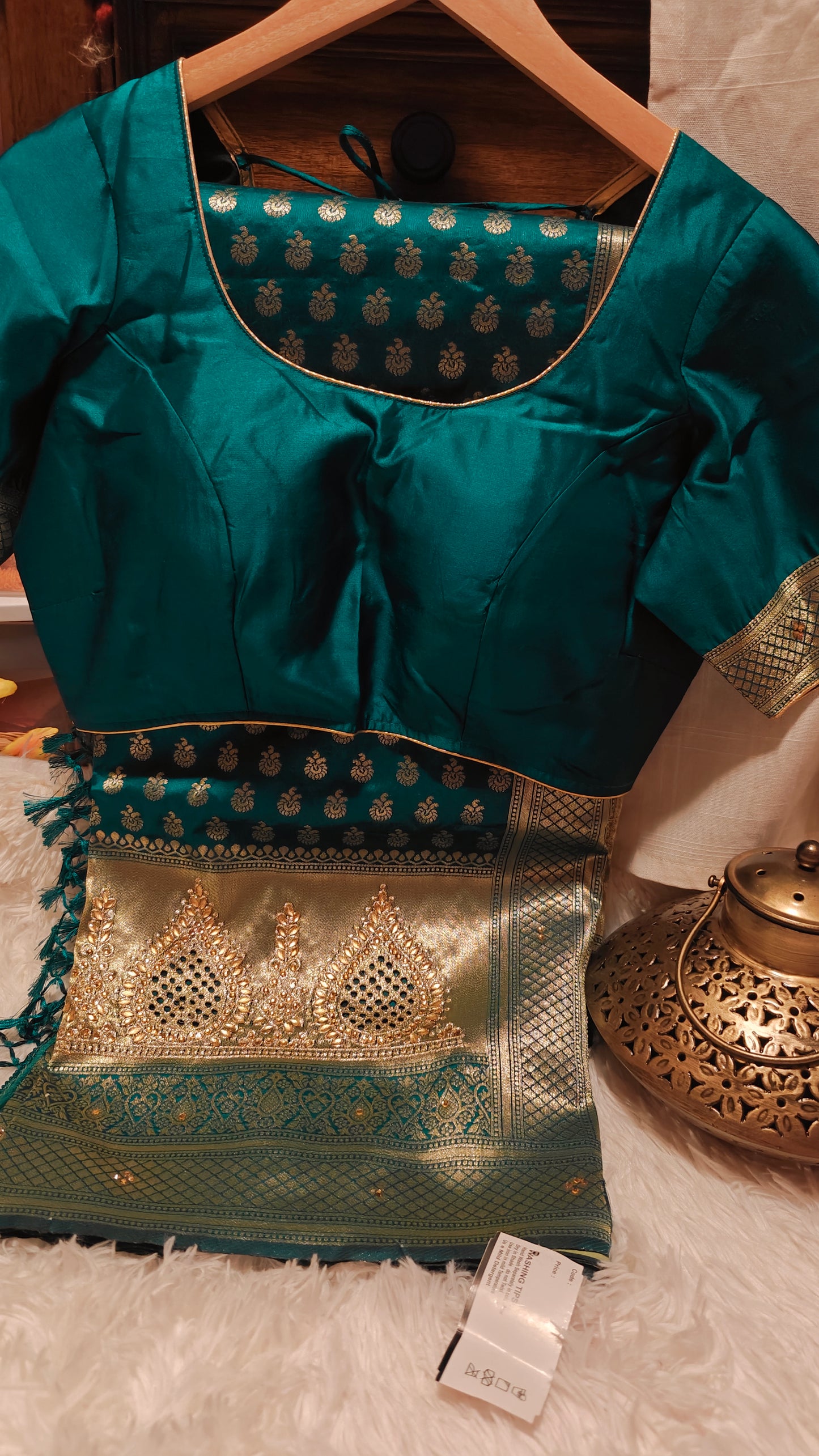 Banarasi zari and stone work Saree with Stitched Blouse