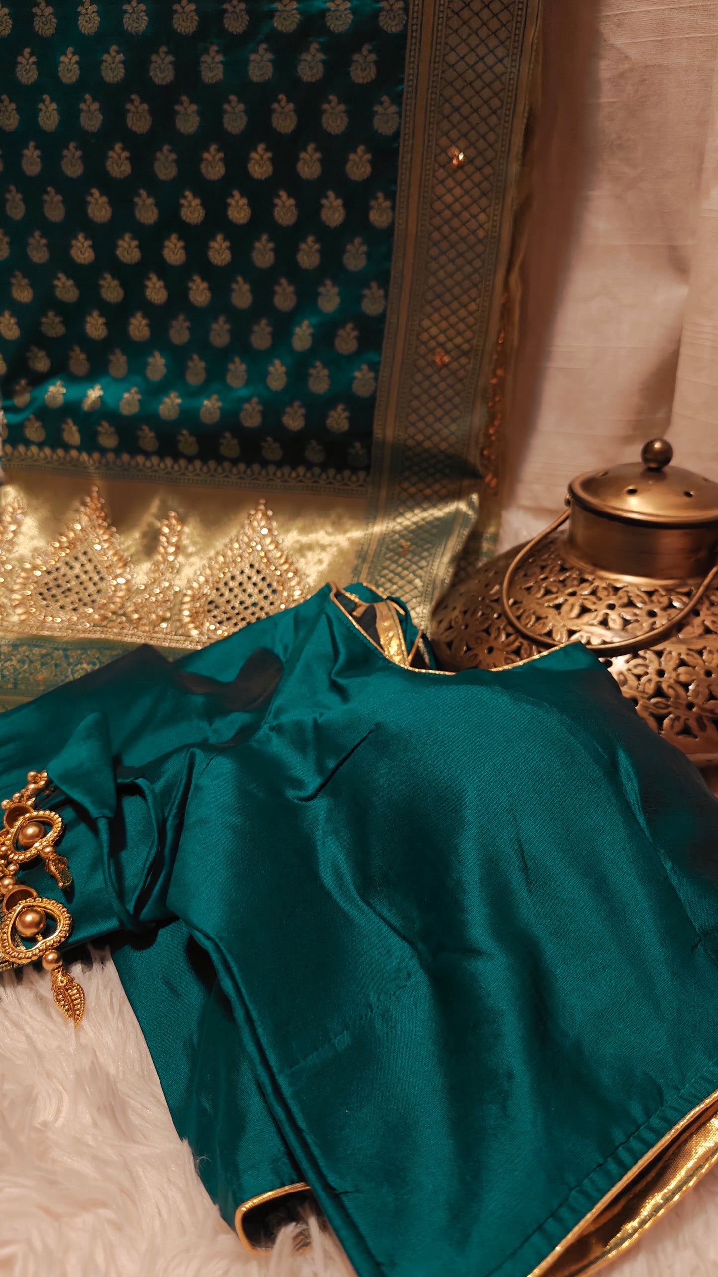 Banarasi zari and stone work Saree with Stitched Blouse