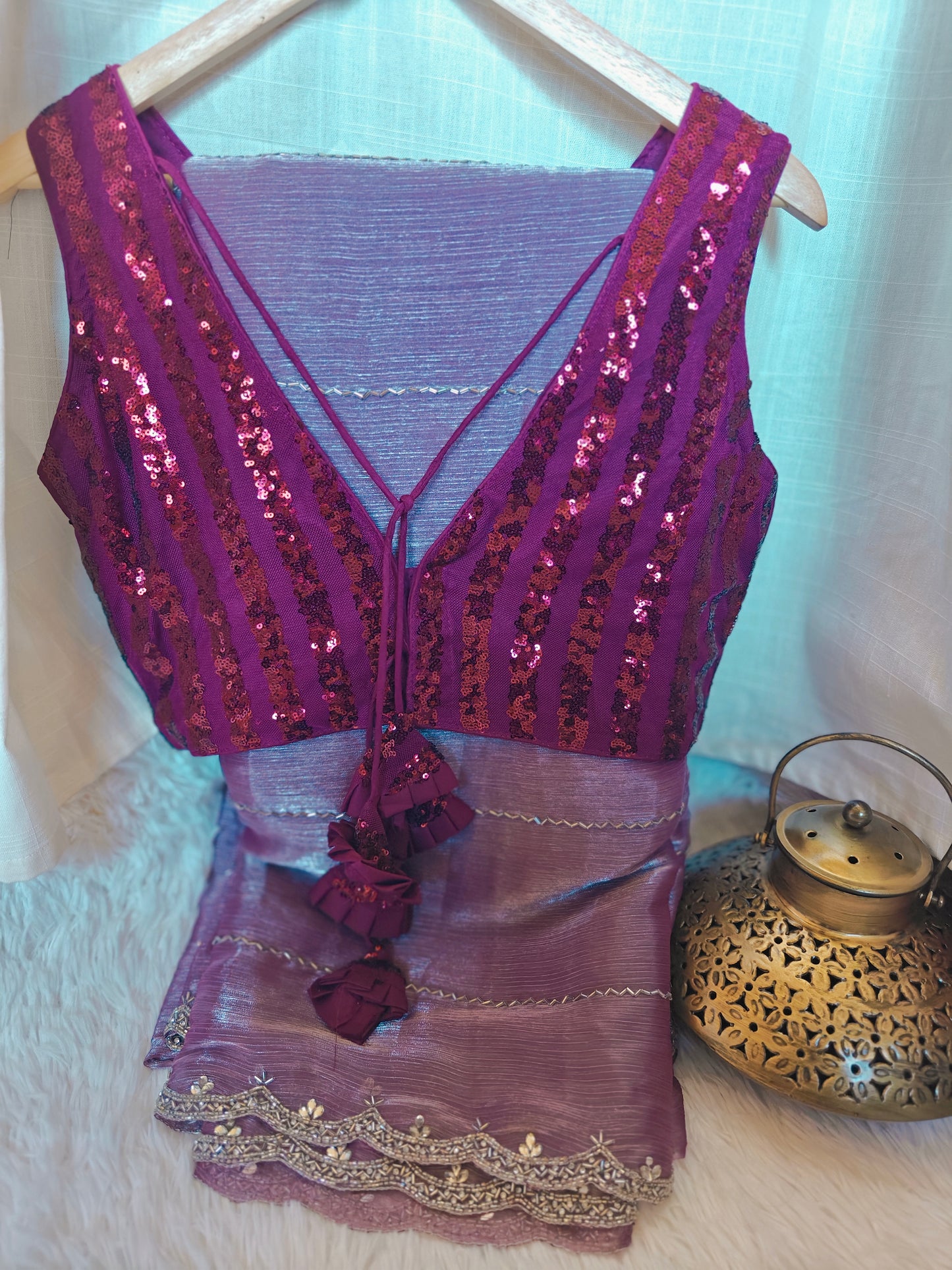 Party Wear Saree with Stitched Blouse