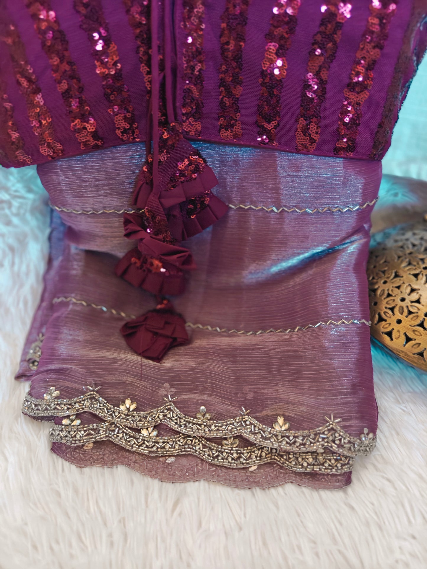 Party Wear Saree with Stitched Blouse
