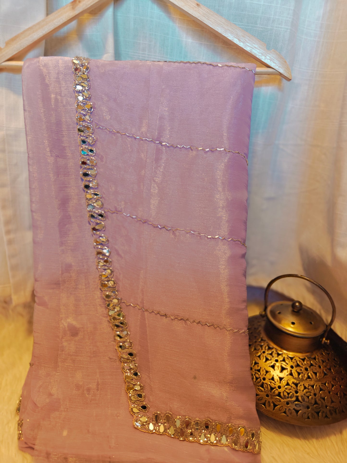 Party Wear Saree with mirror work in border