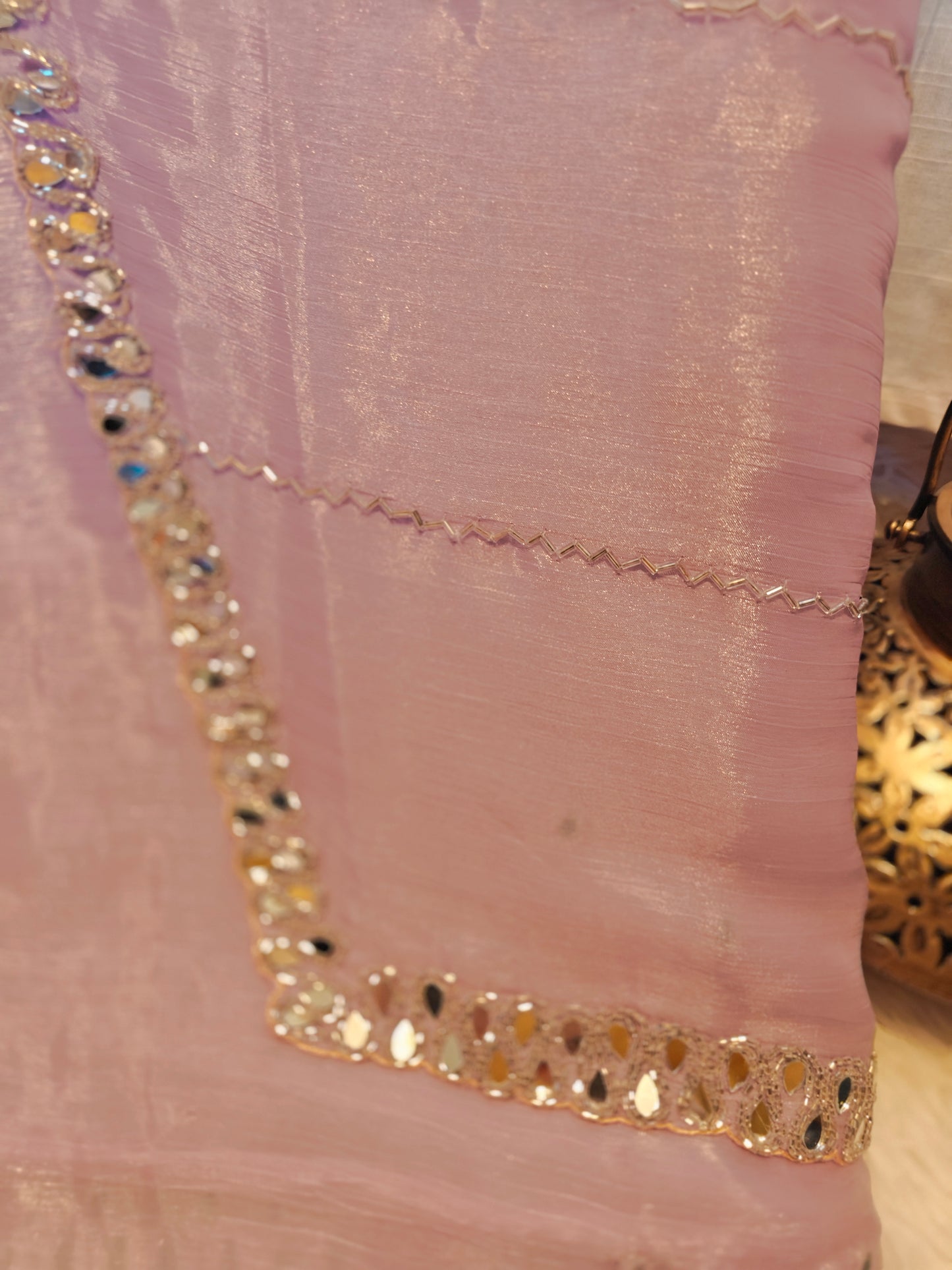 Party Wear Saree with mirror work in border