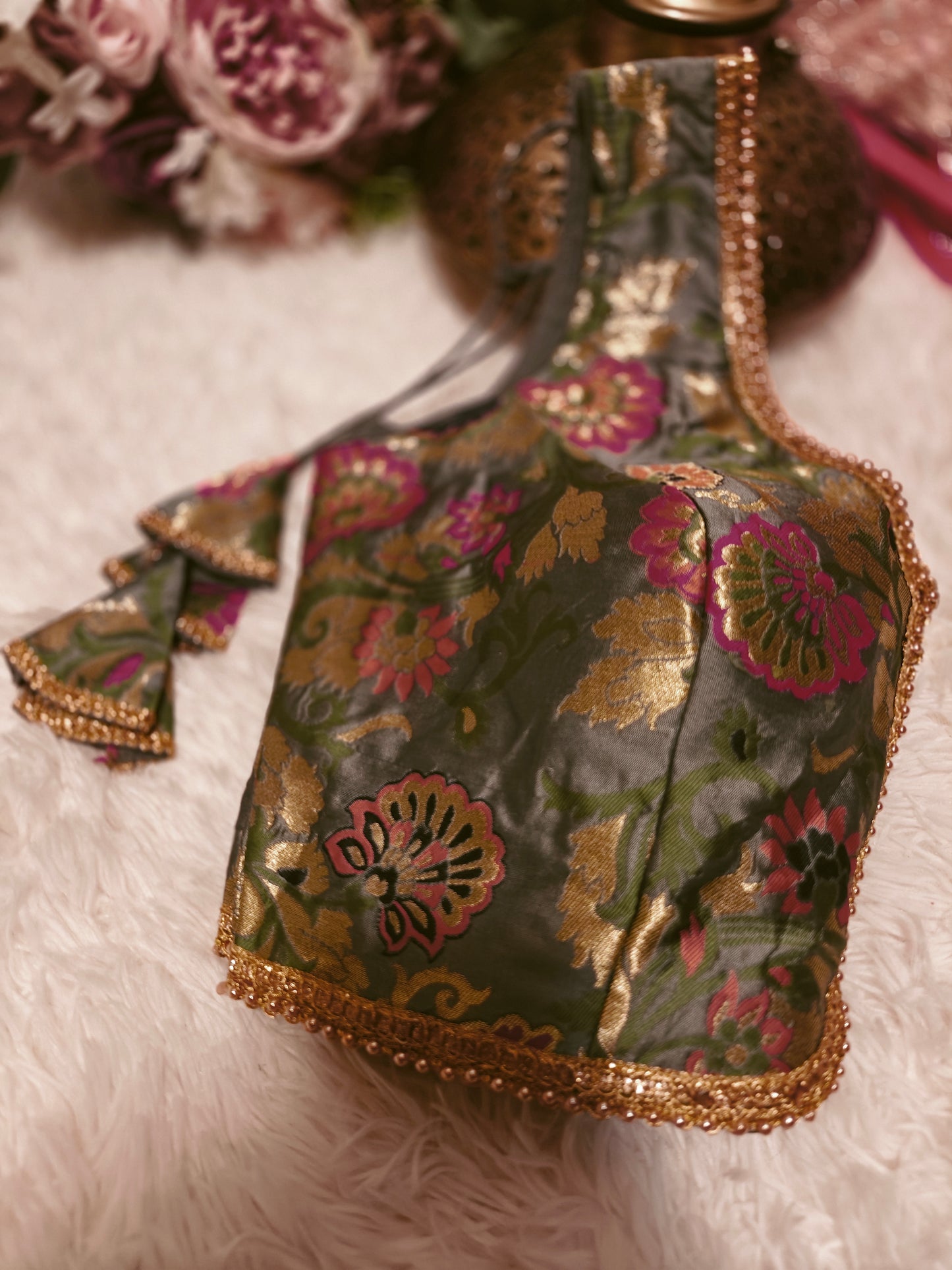 Gold and Silver party Wear Floral blouse