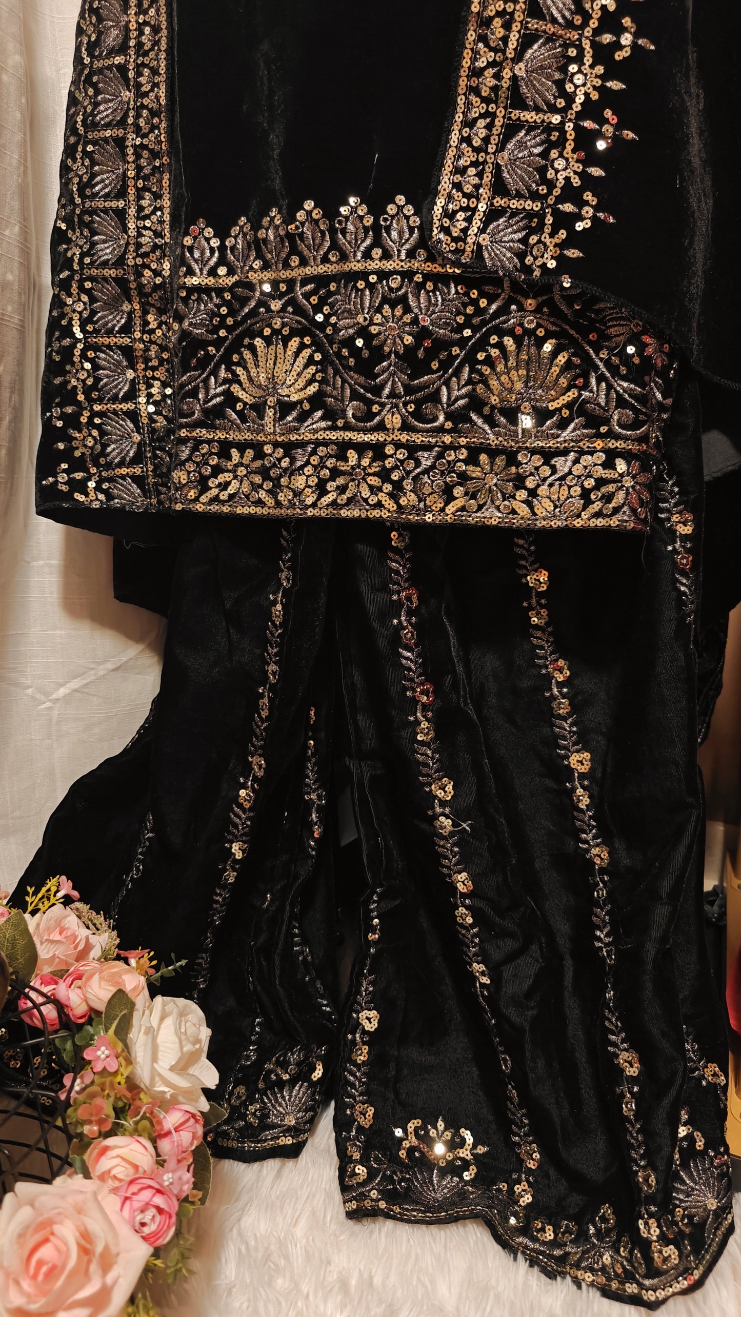 Party Wear Velvet Sharara Suit