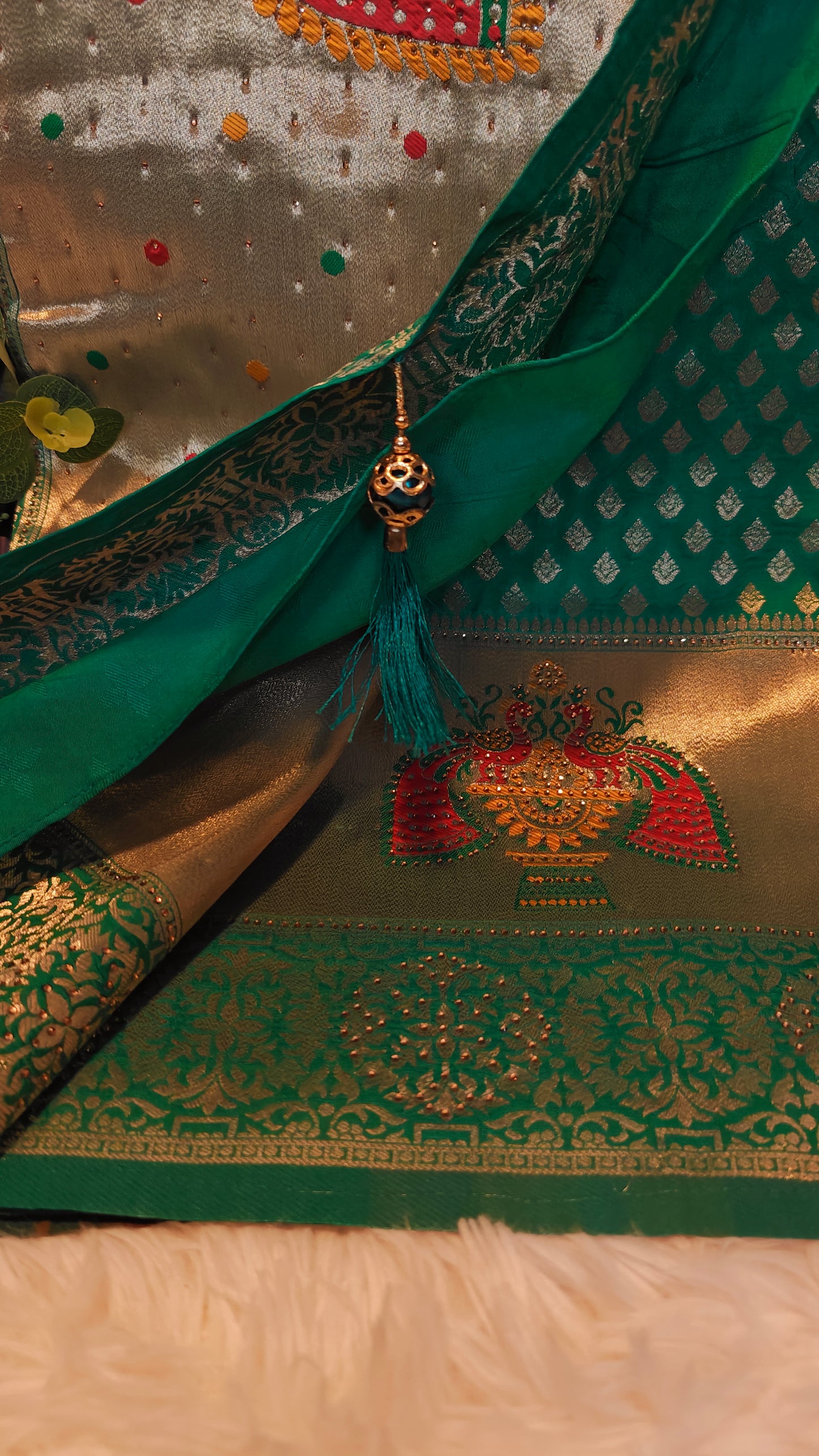 Banarasi zari and stone work Saree with Stitched Blouse