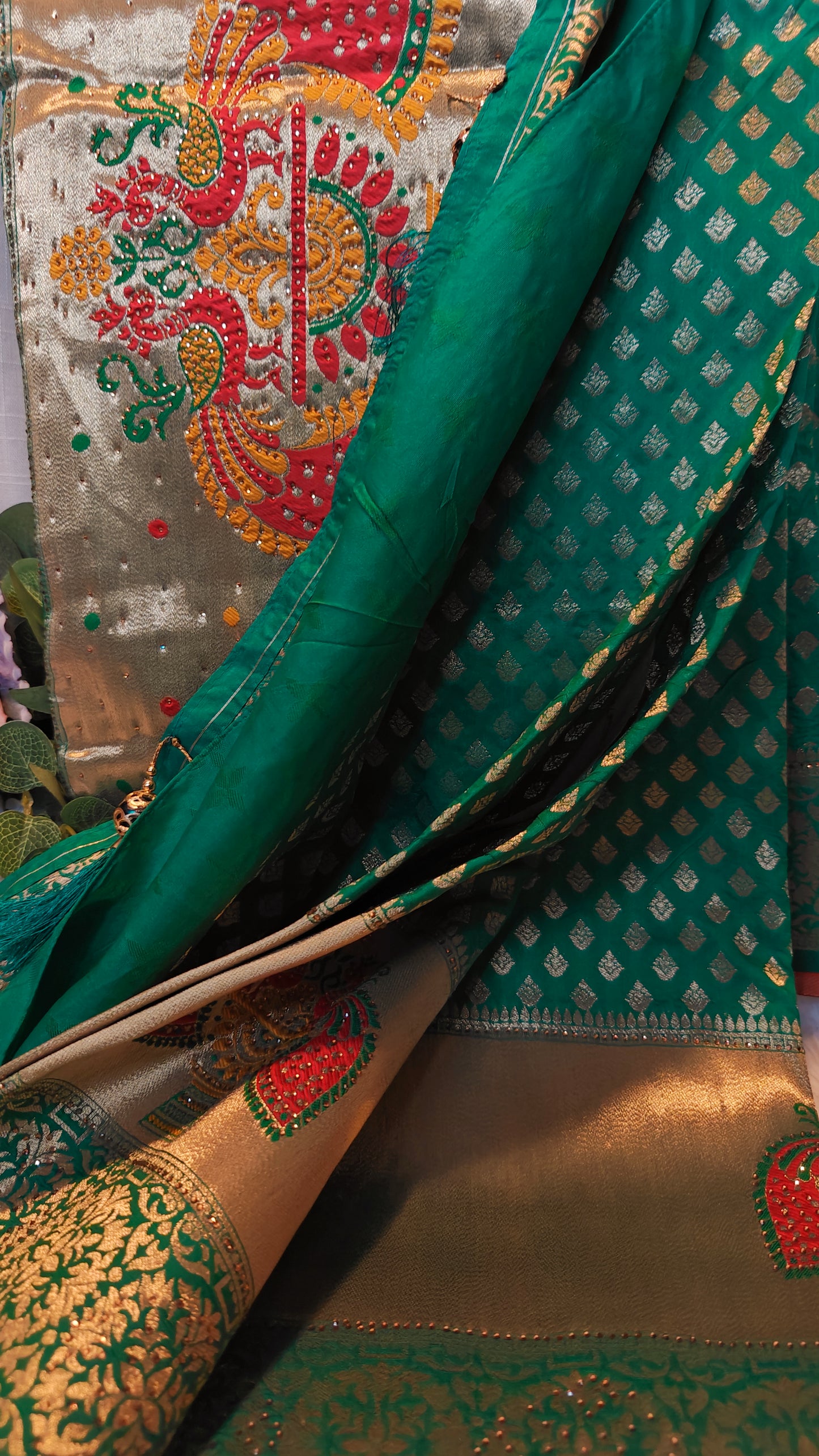 Banarasi zari and stone work Saree with Stitched Blouse