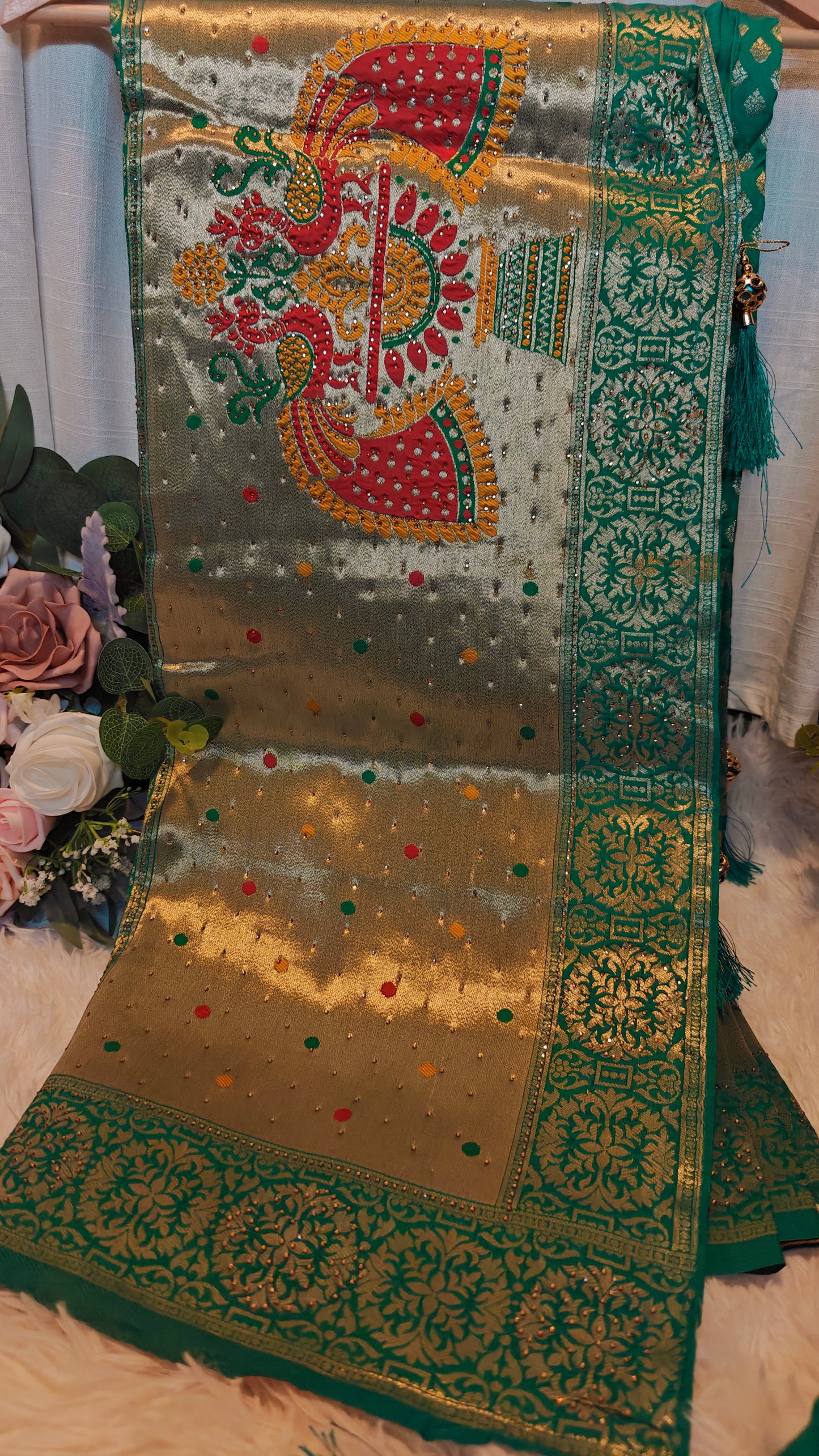 Banarasi zari and stone work Saree with Stitched Blouse