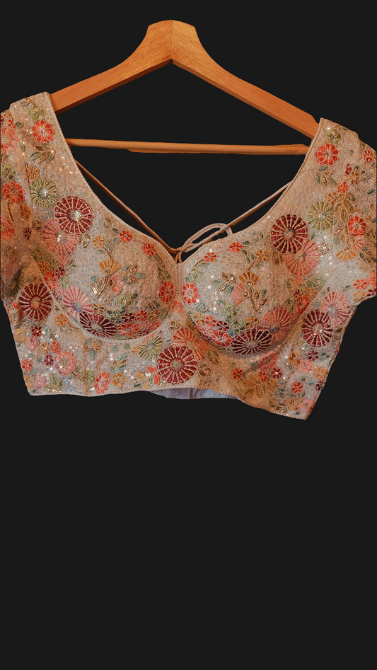 White Sabhyasachi-Style Blouse – Ready-to-Wear Blouse