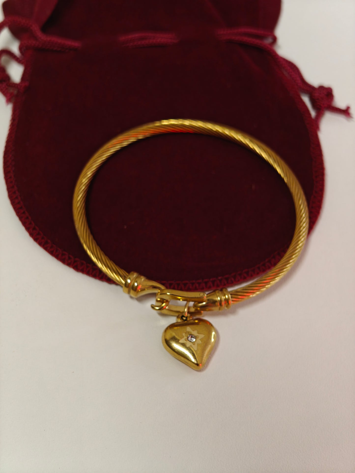 Heart Bangle With 18k Gold Plated Stainless Steel