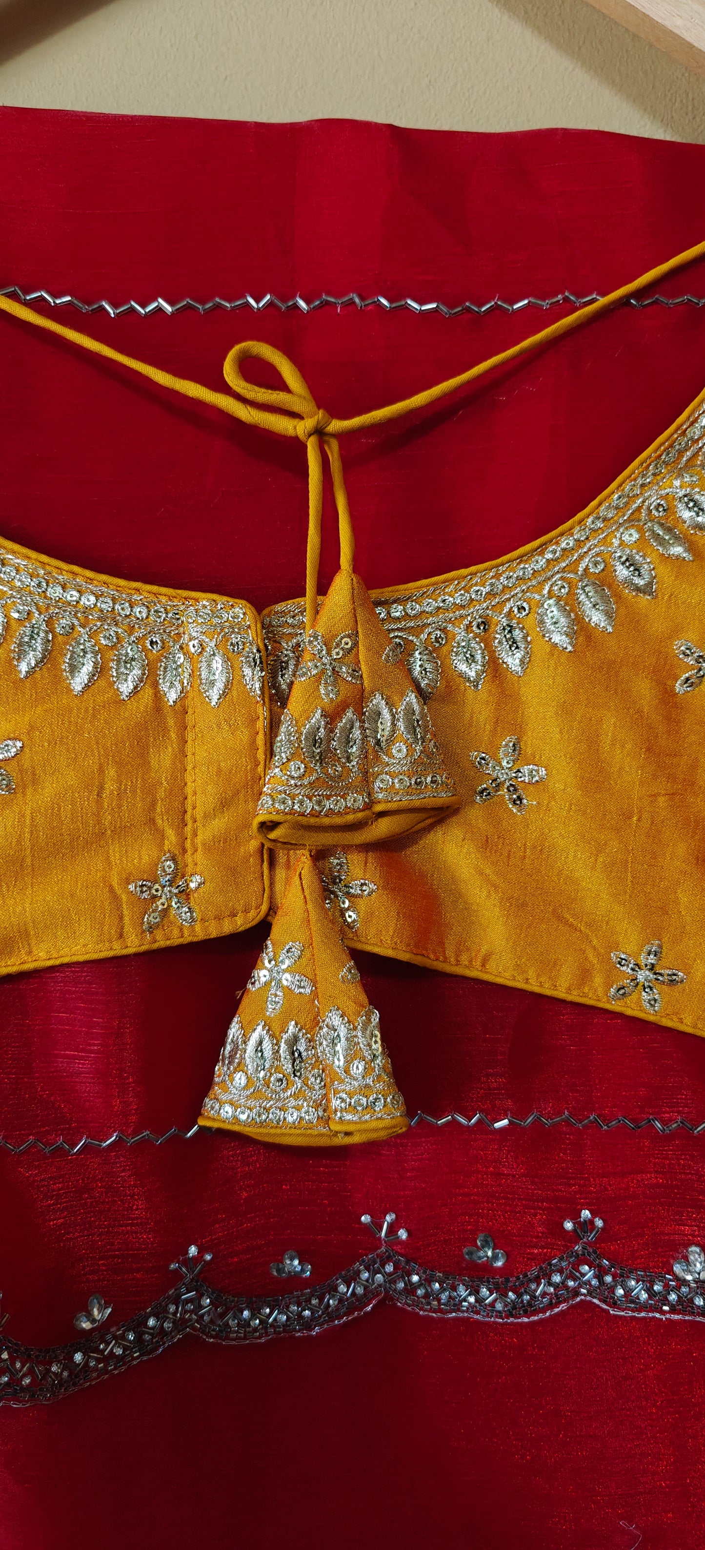 Luxury Red Saree With Sabyasachi-Style Yellow Blouse