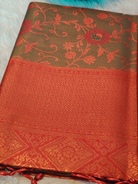 Floral Party Wear Premium Kanjivaram Silk Silk Saree